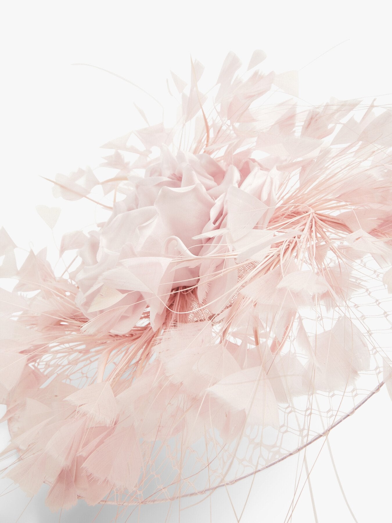 Veiling Disc with Flowers and Feathers Fascinator