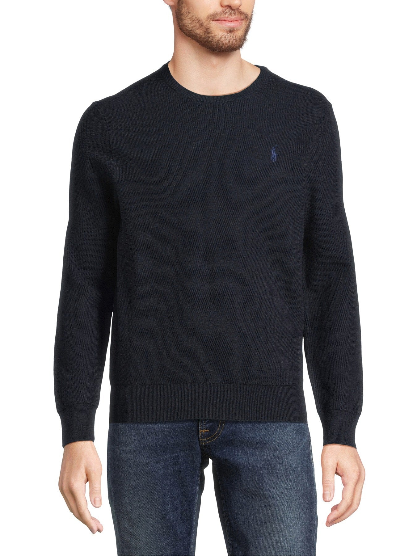 Textured Cotton Crewneck Sweater