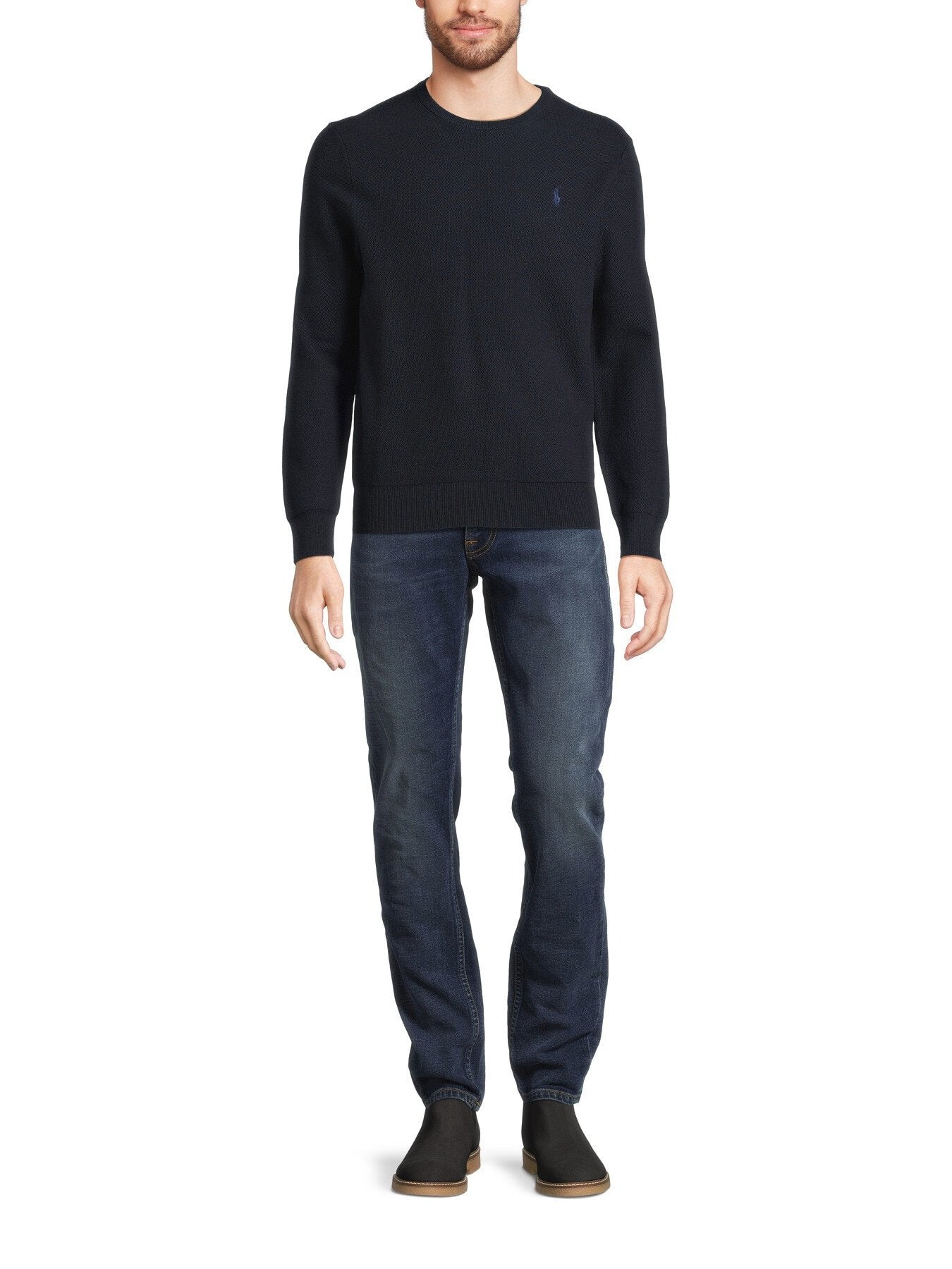 Textured Cotton Crewneck Sweater
