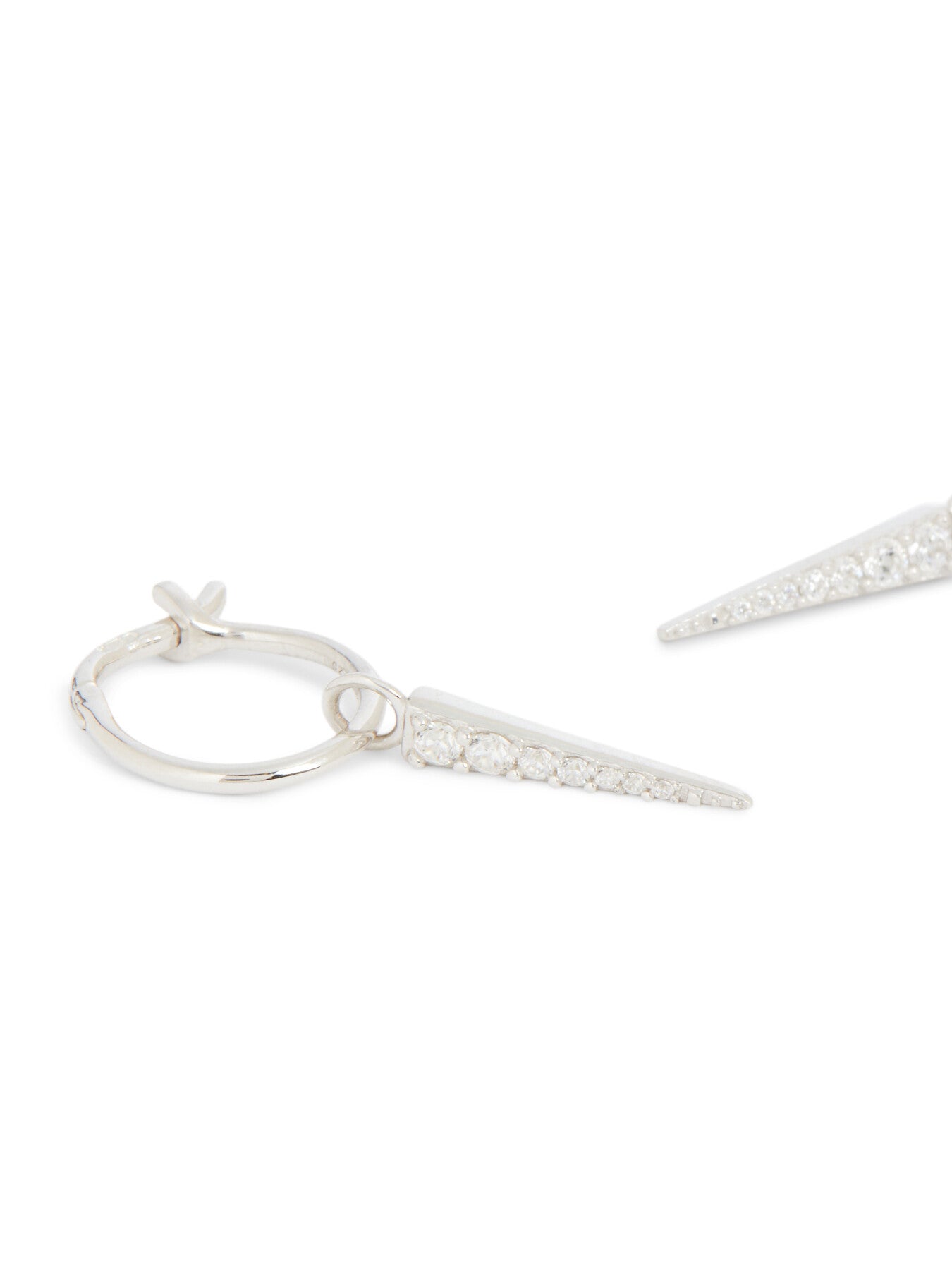 Silver Mini Pave Spike Charm Hoops