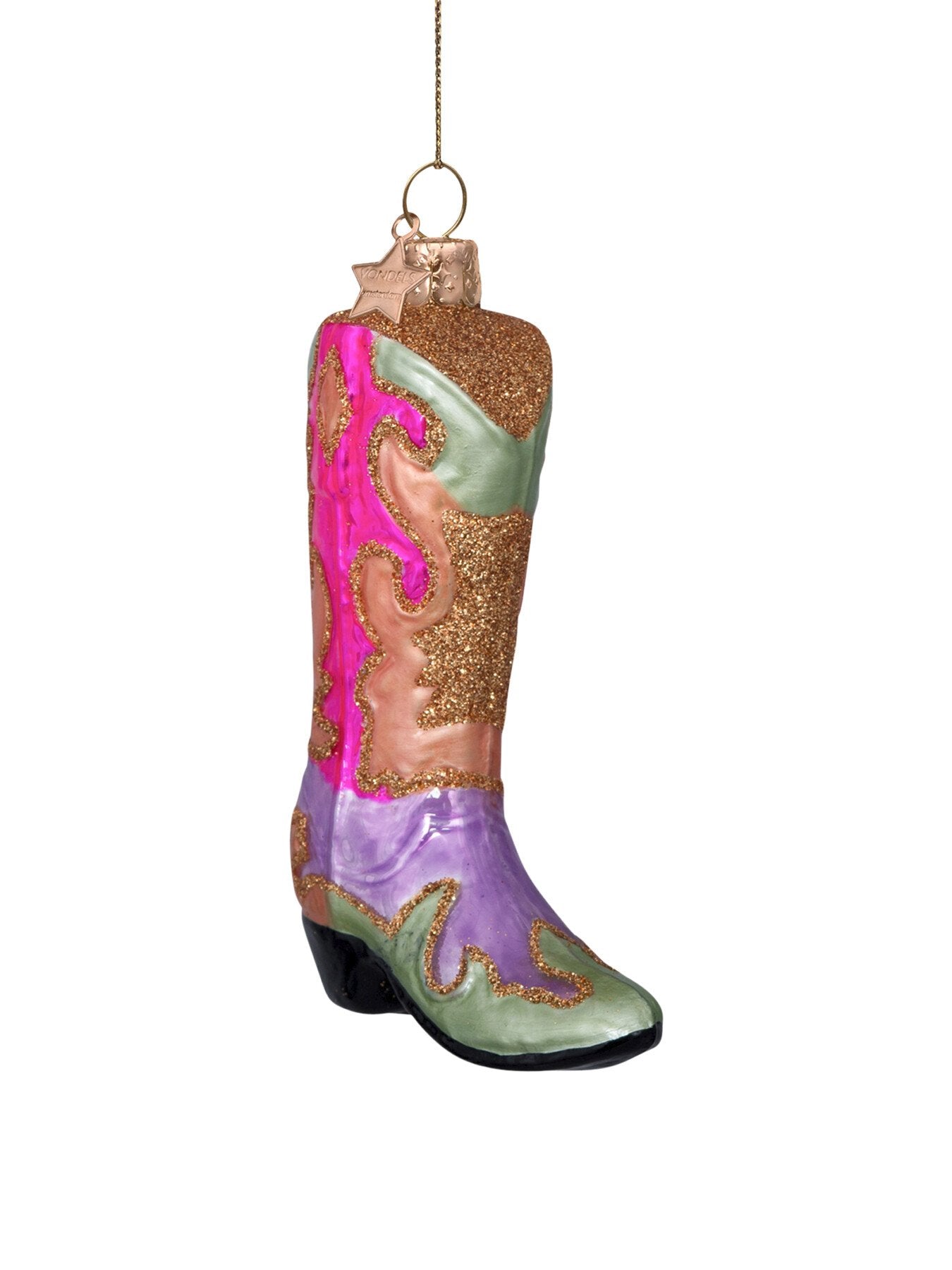 Cowboy Boot Glass Bauble