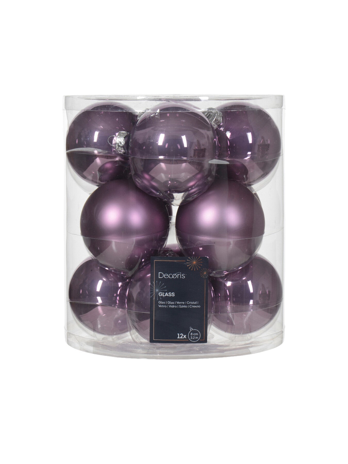 Bauble Glass Crystal Lilac For Christmas Decoration Multipack