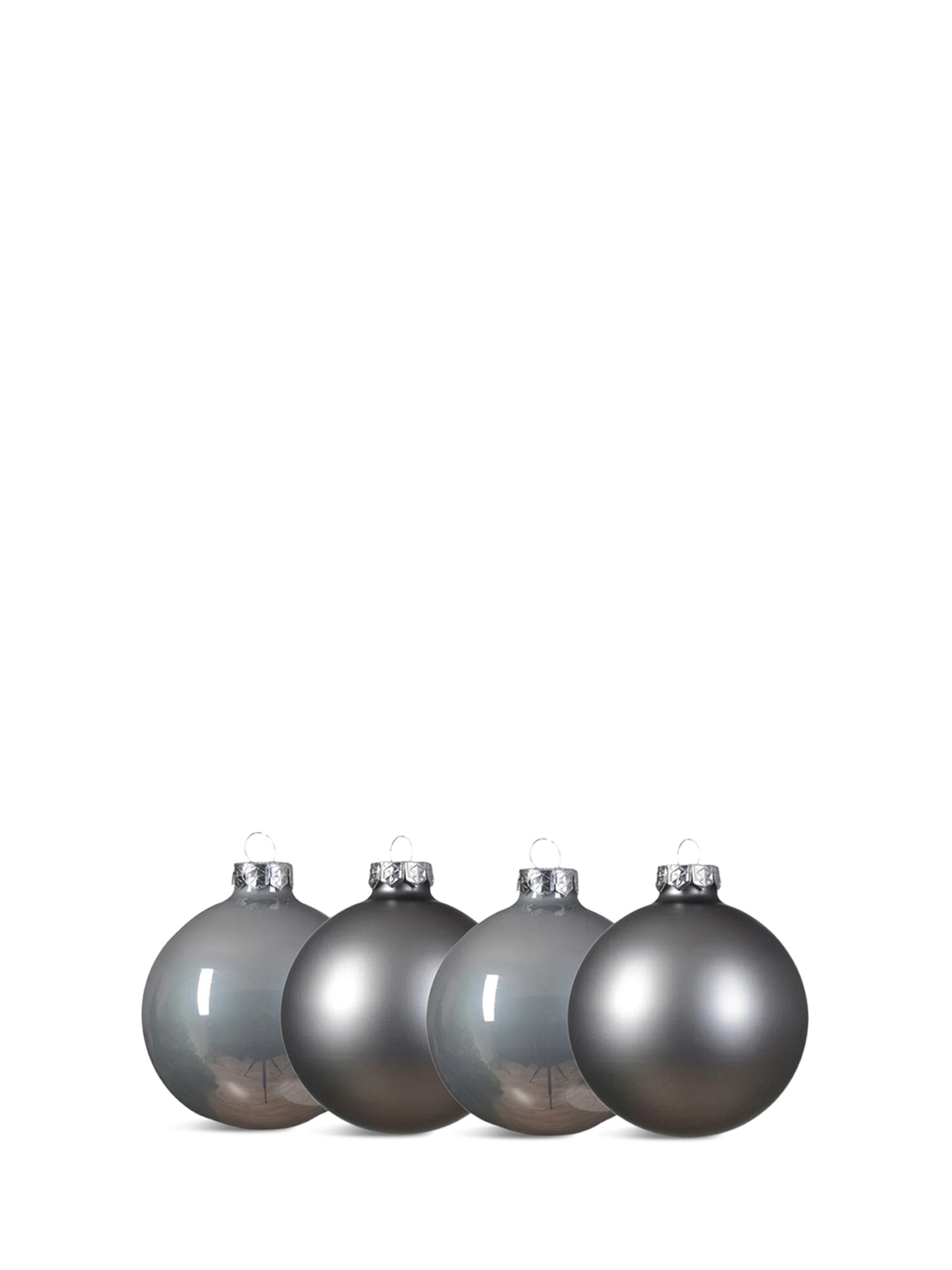 Grey Durable Mixed Finish Baubles Pack of 12