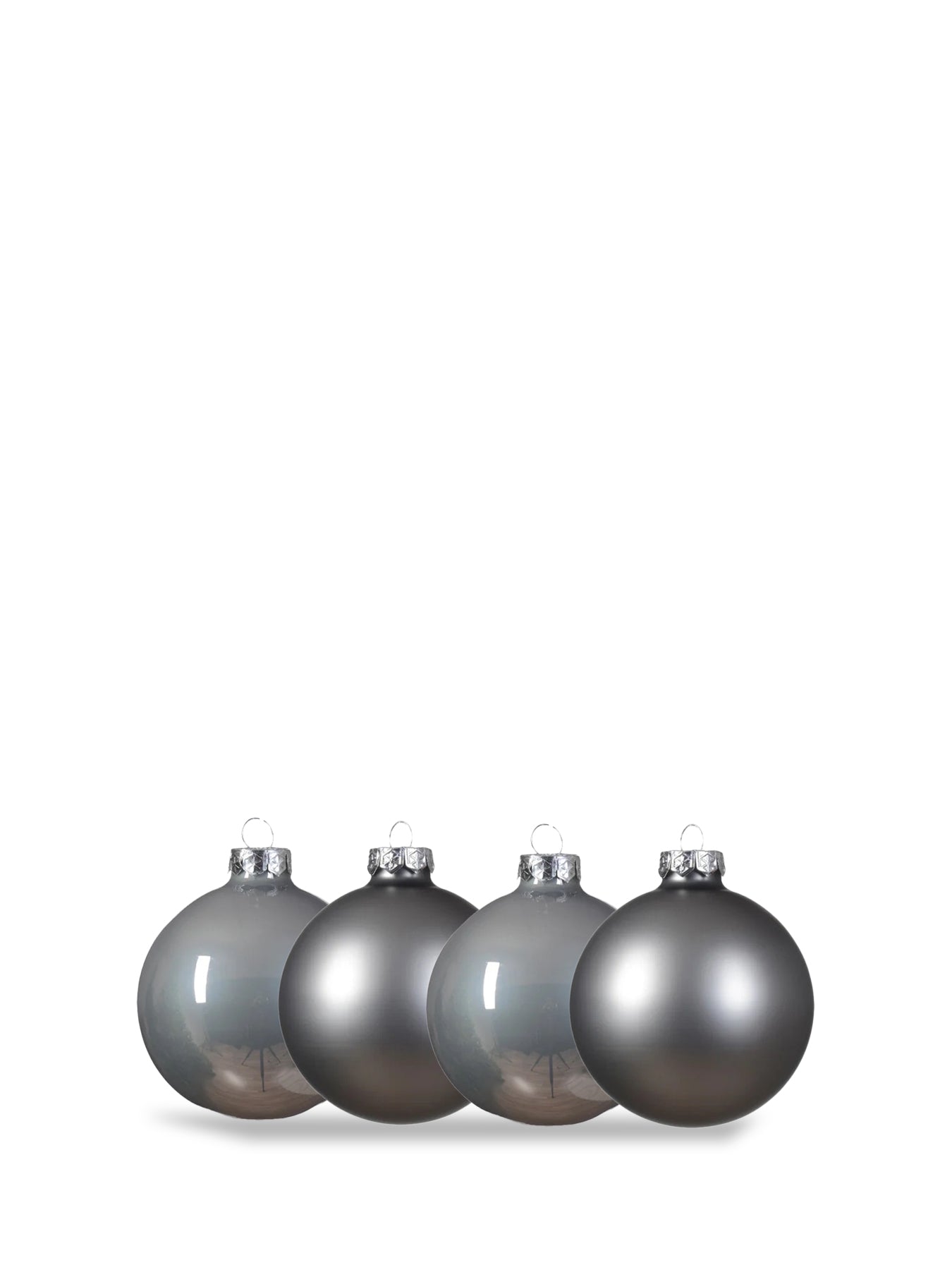 Grey Durable Mixed Finish Baubles Pack of 12