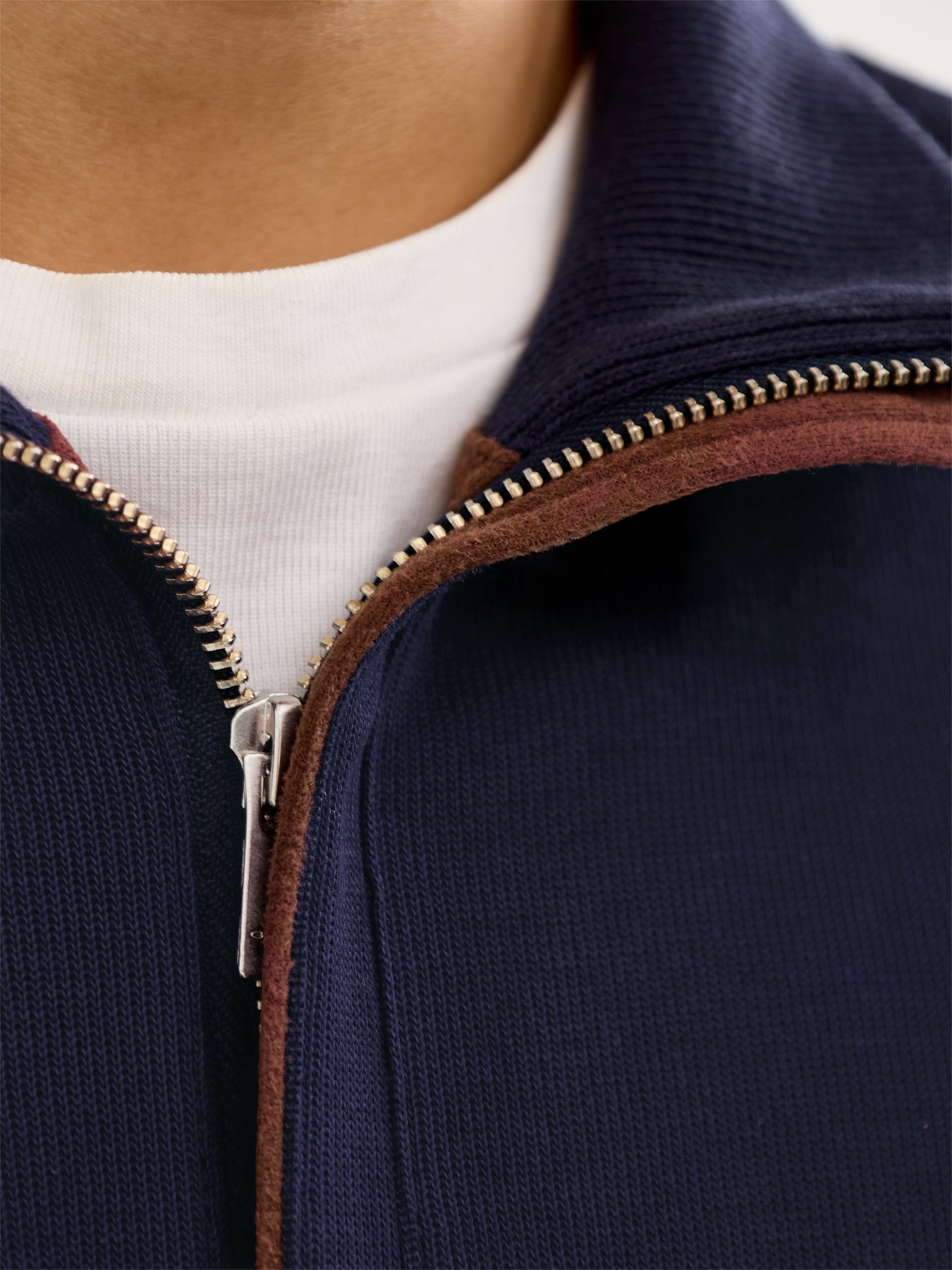 Sacker Rib Cotton Half Zip Blue