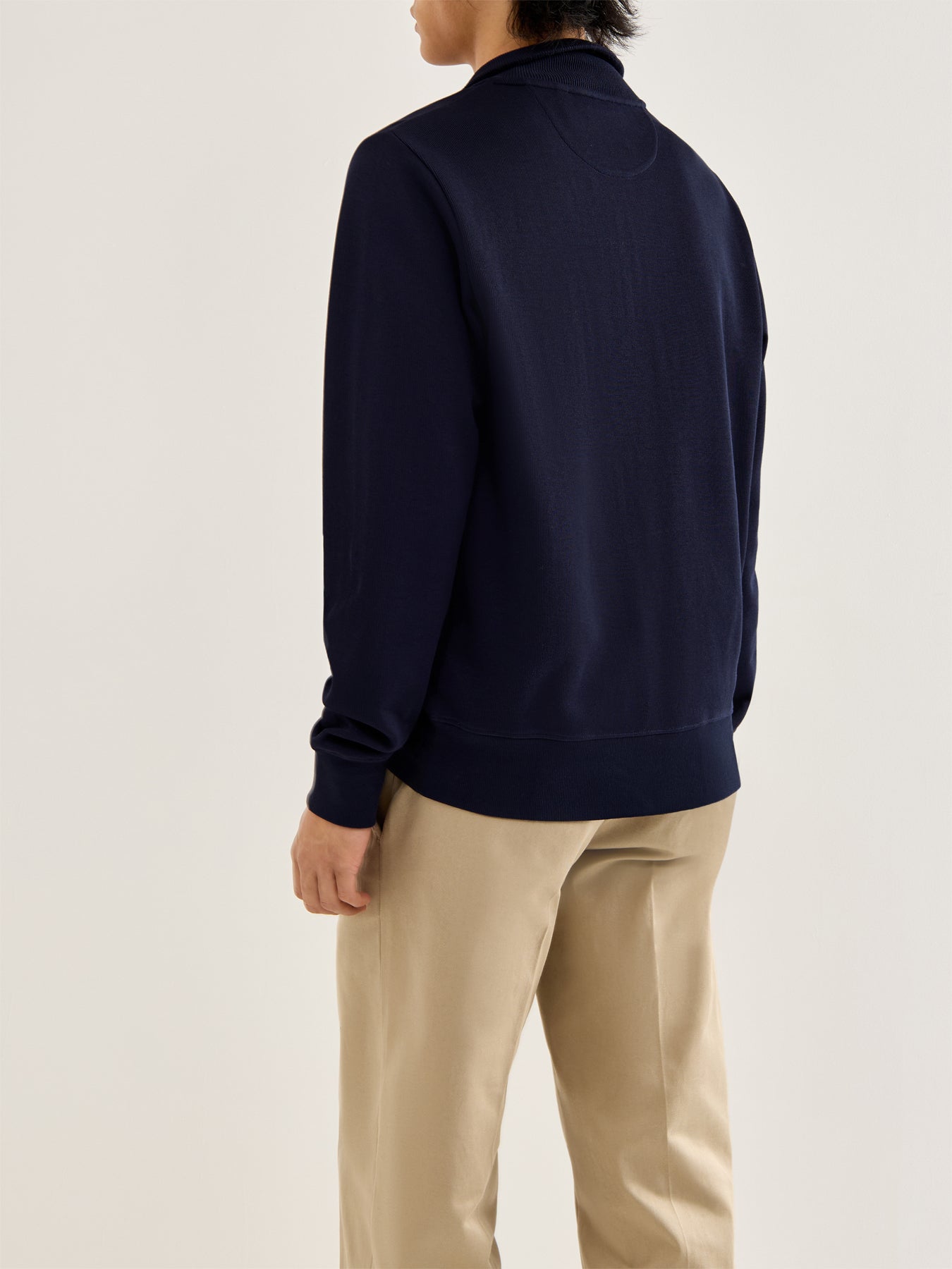 Sacker Rib Cotton Half Zip Blue