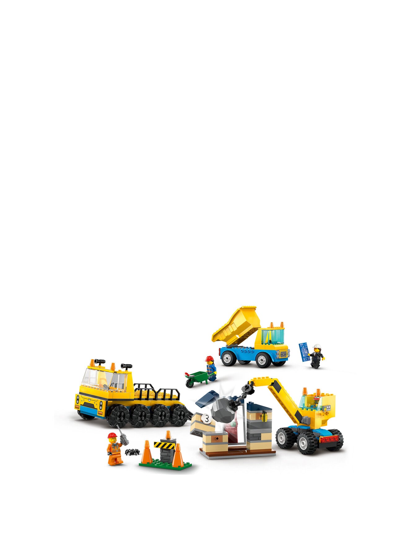 Construction Trucks and Wrecking Ball Crane Set 60391