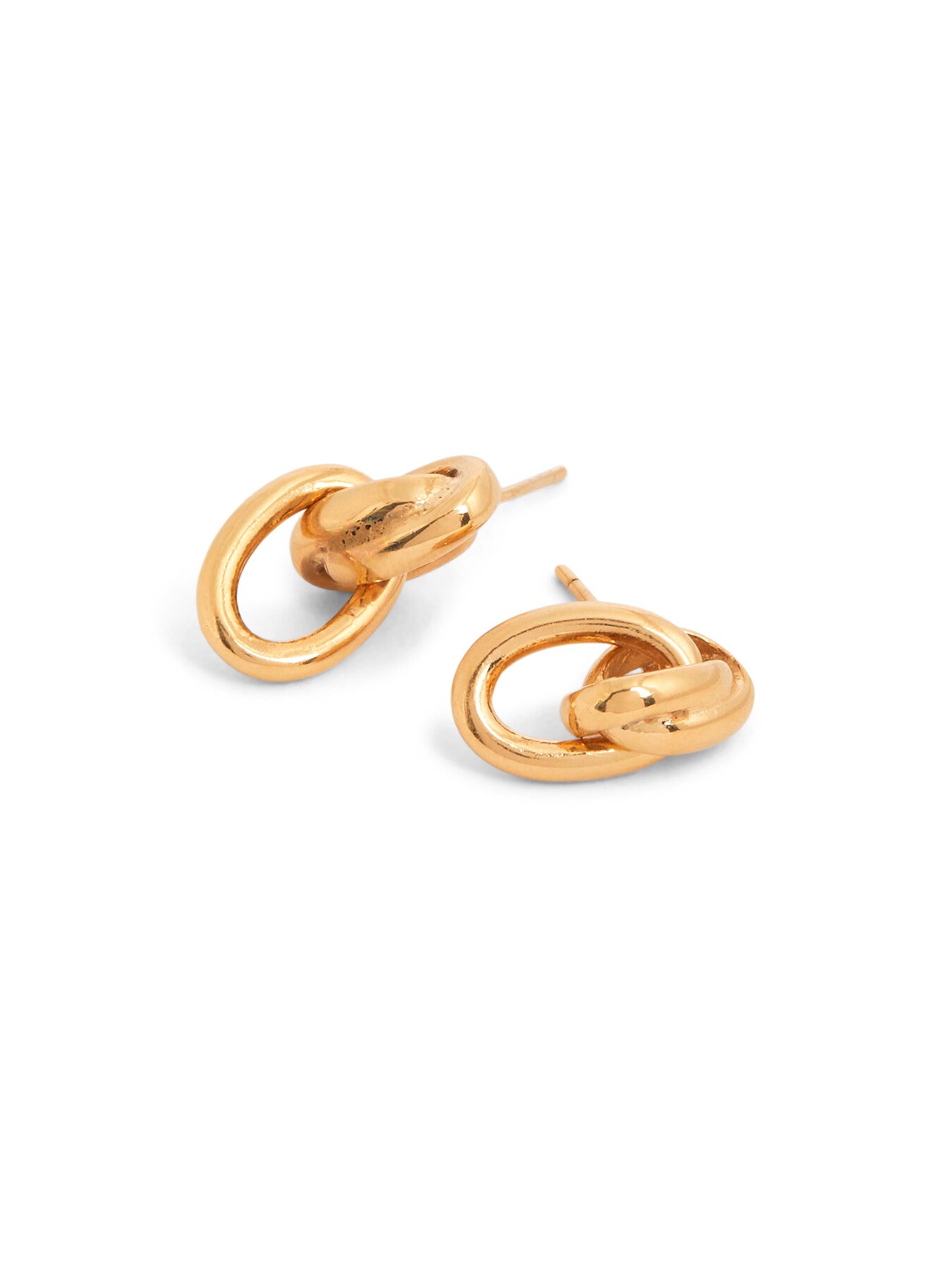 Small Gold Double Link Stud Earrings