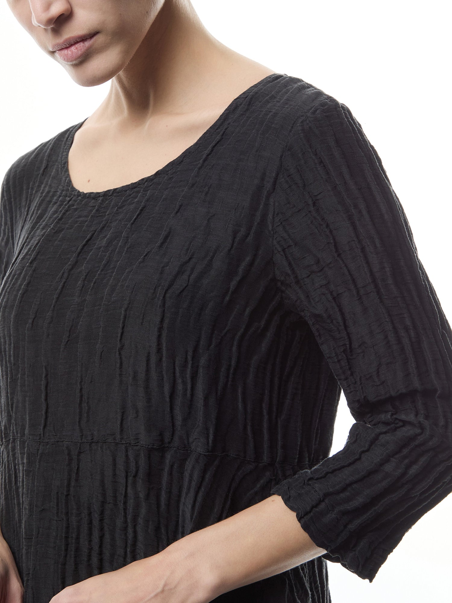 Silk Crinkle Dress Black