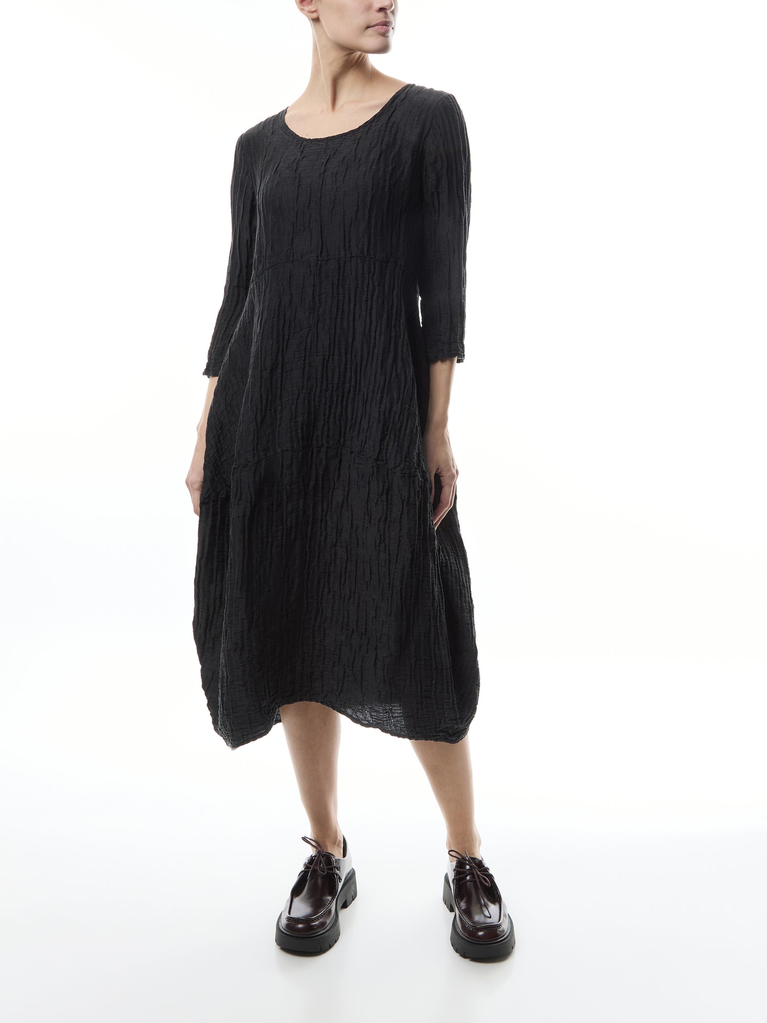 Silk Crinkle Dress Black