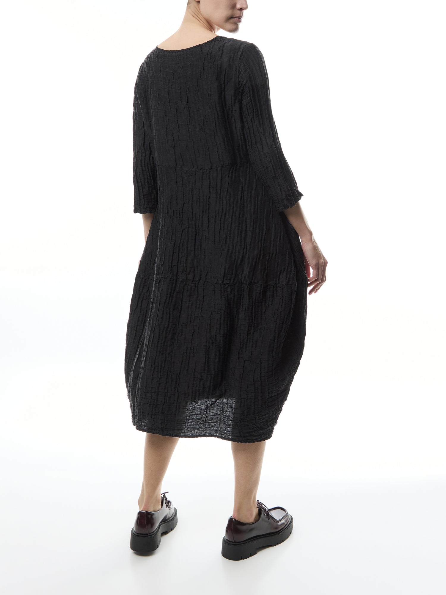 Silk Crinkle Dress Black