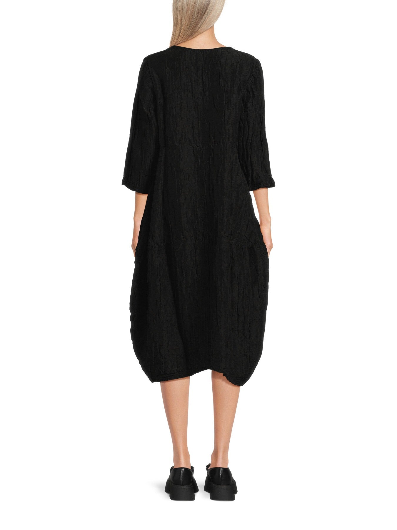 Silk Crinkle Dress Black