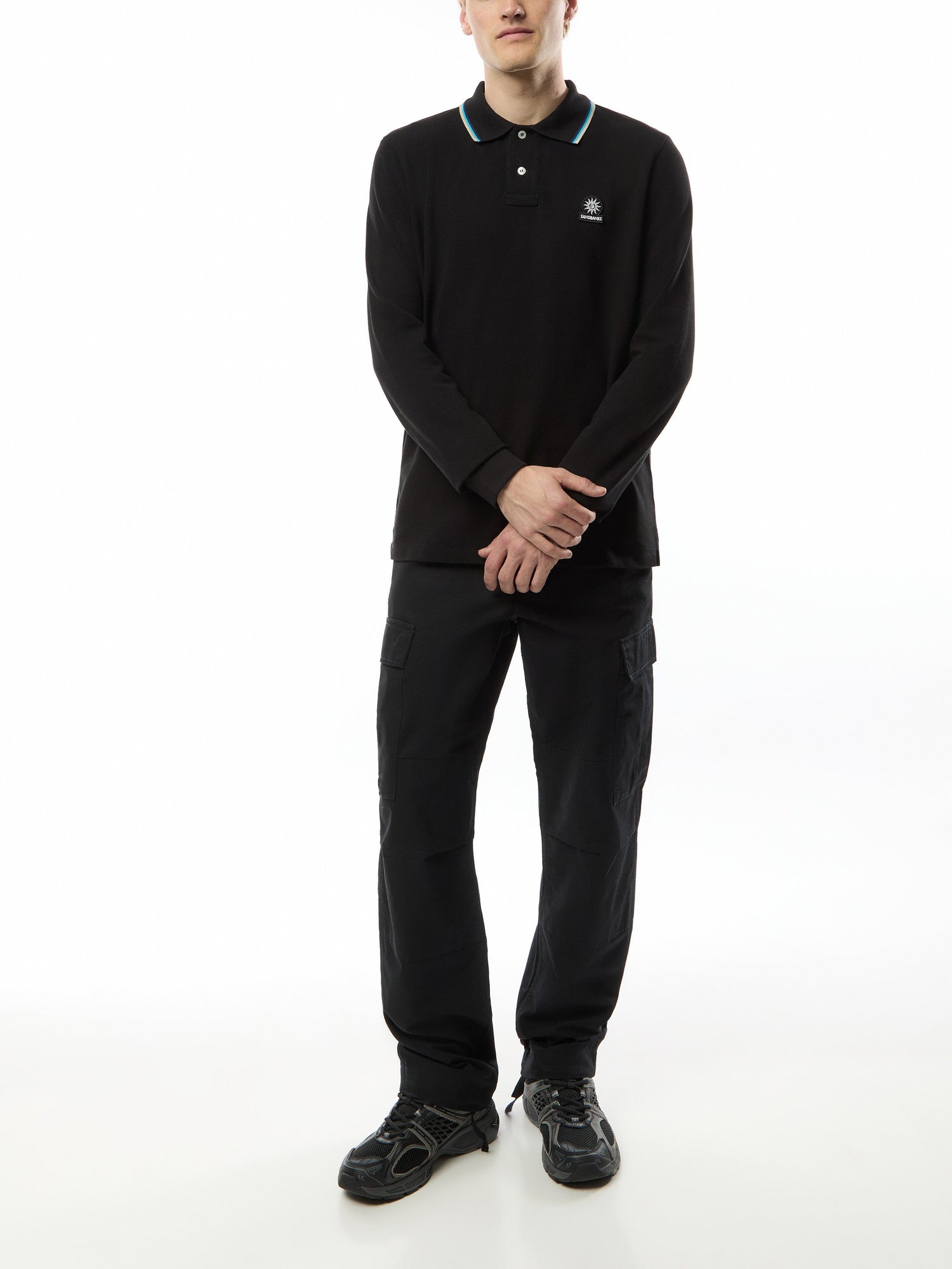 Badge Long Sleeve Polo Shirt