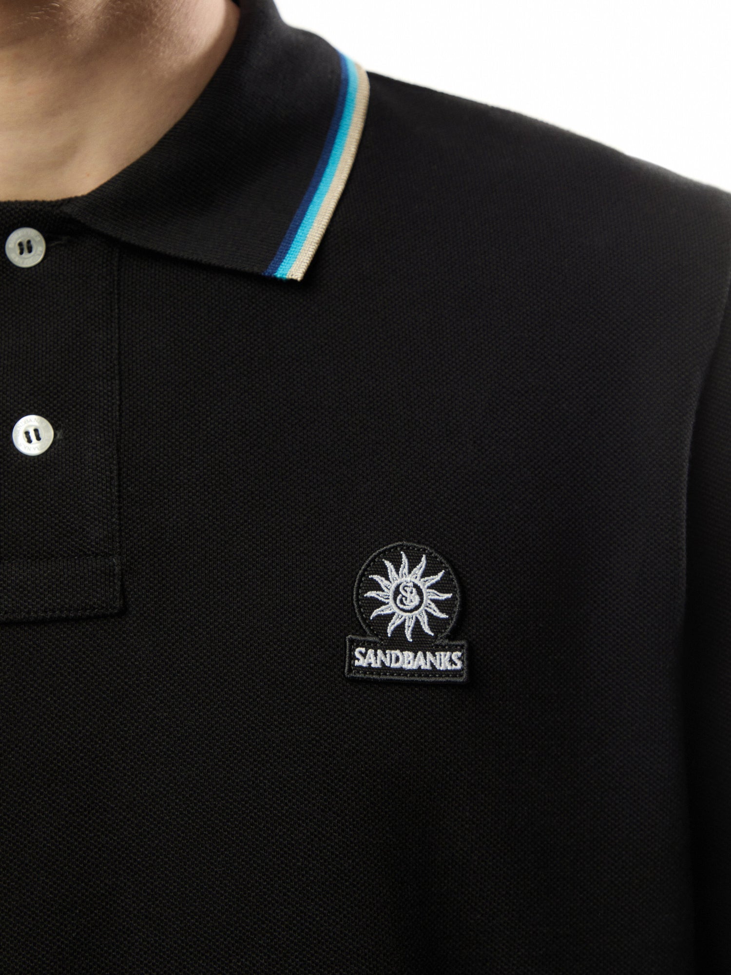 Badge Long Sleeve Polo Shirt