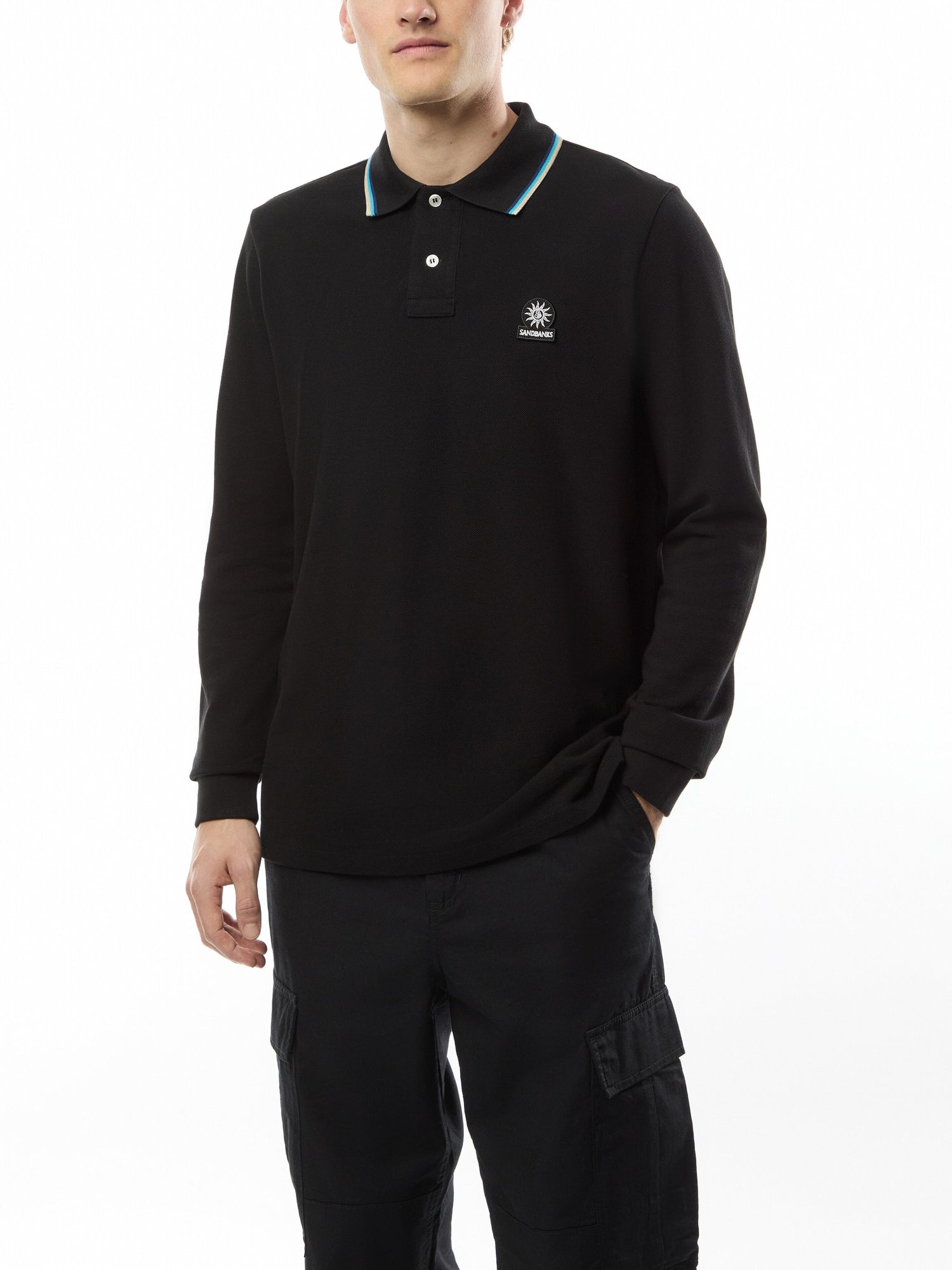 Badge Long Sleeve Polo Shirt
