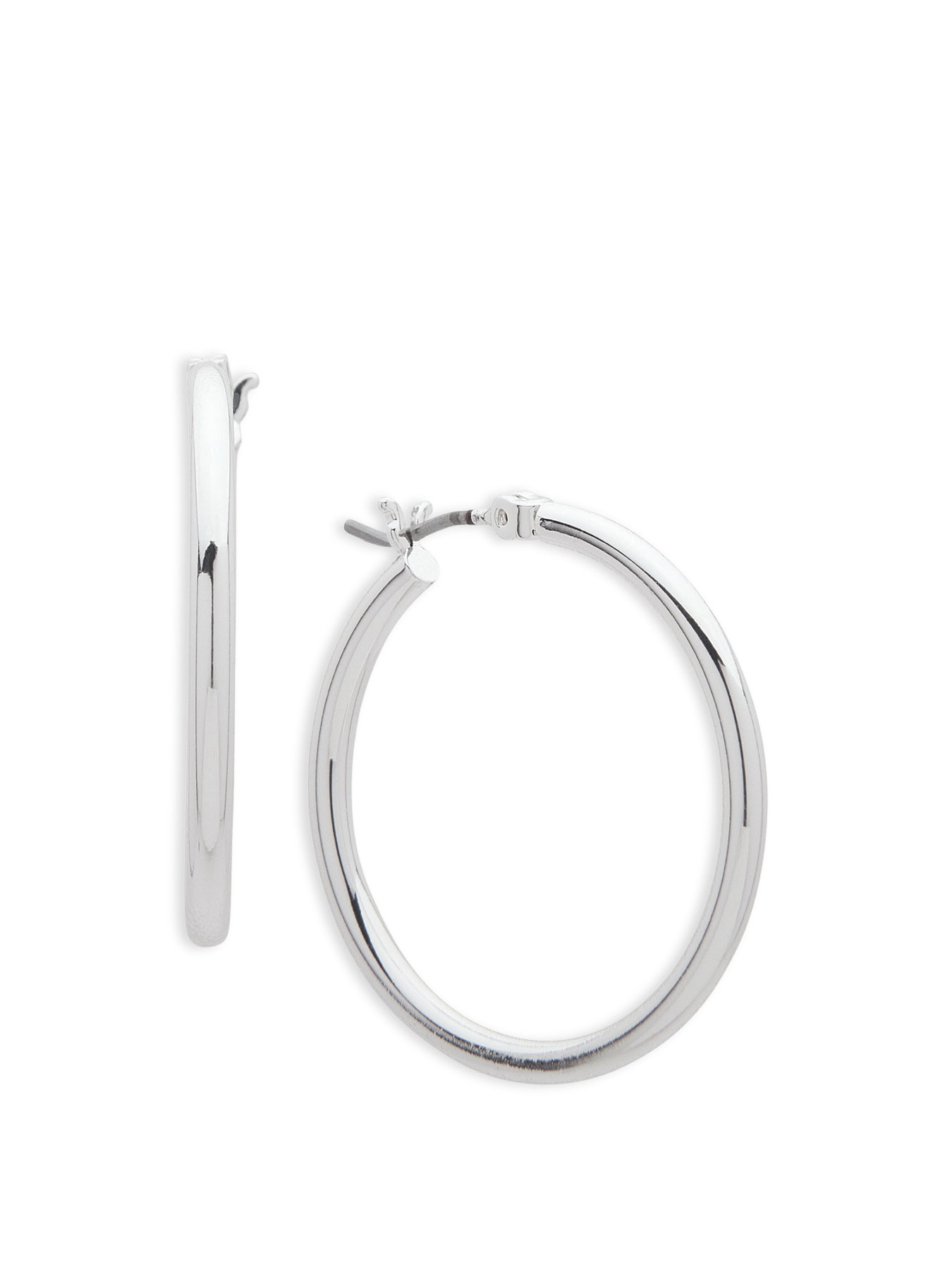 Lauren Ralph Lauren Medium Thin Silver Hoop Earrings