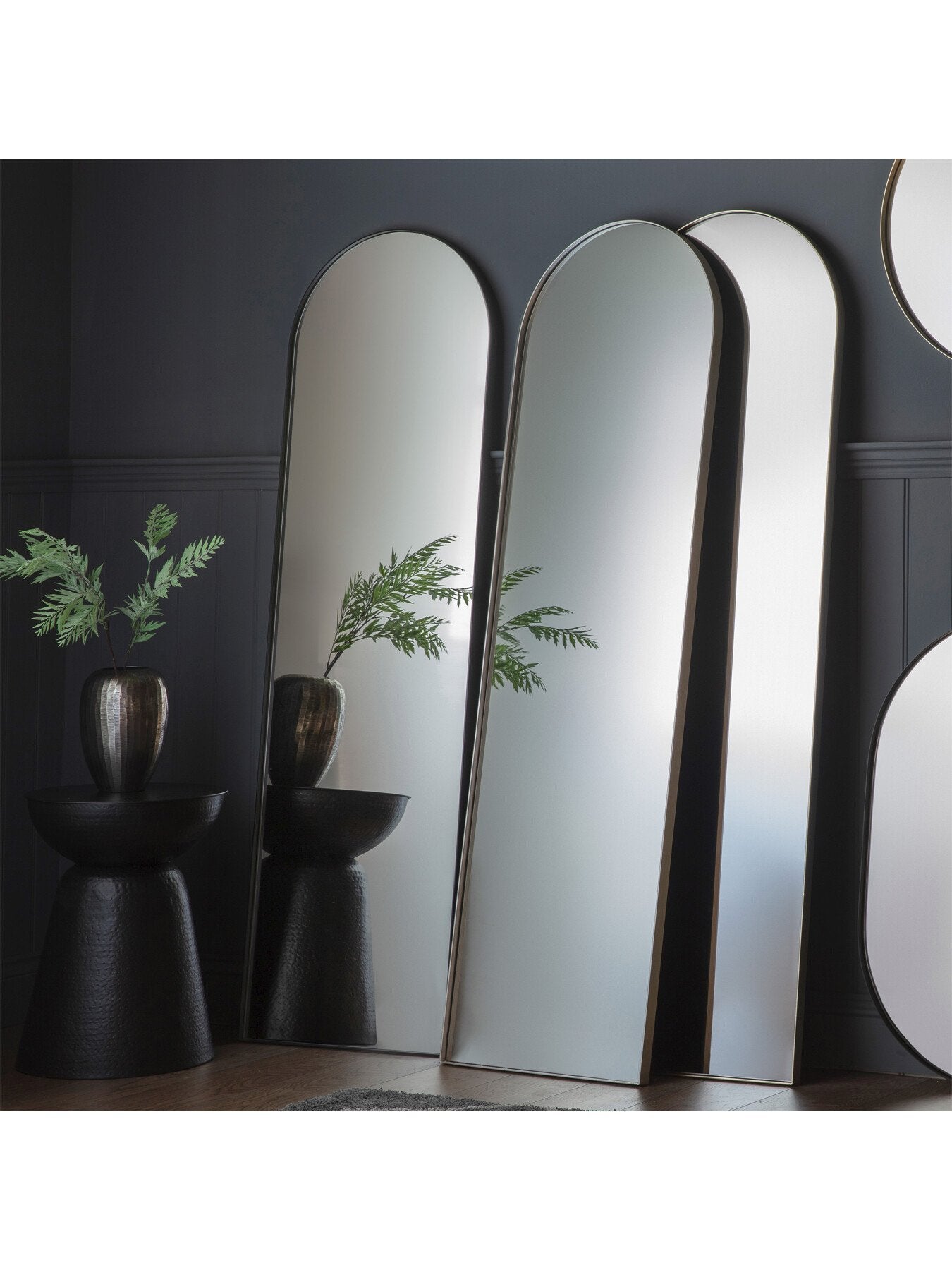 Harper Arched Mirror 170x50cm Black