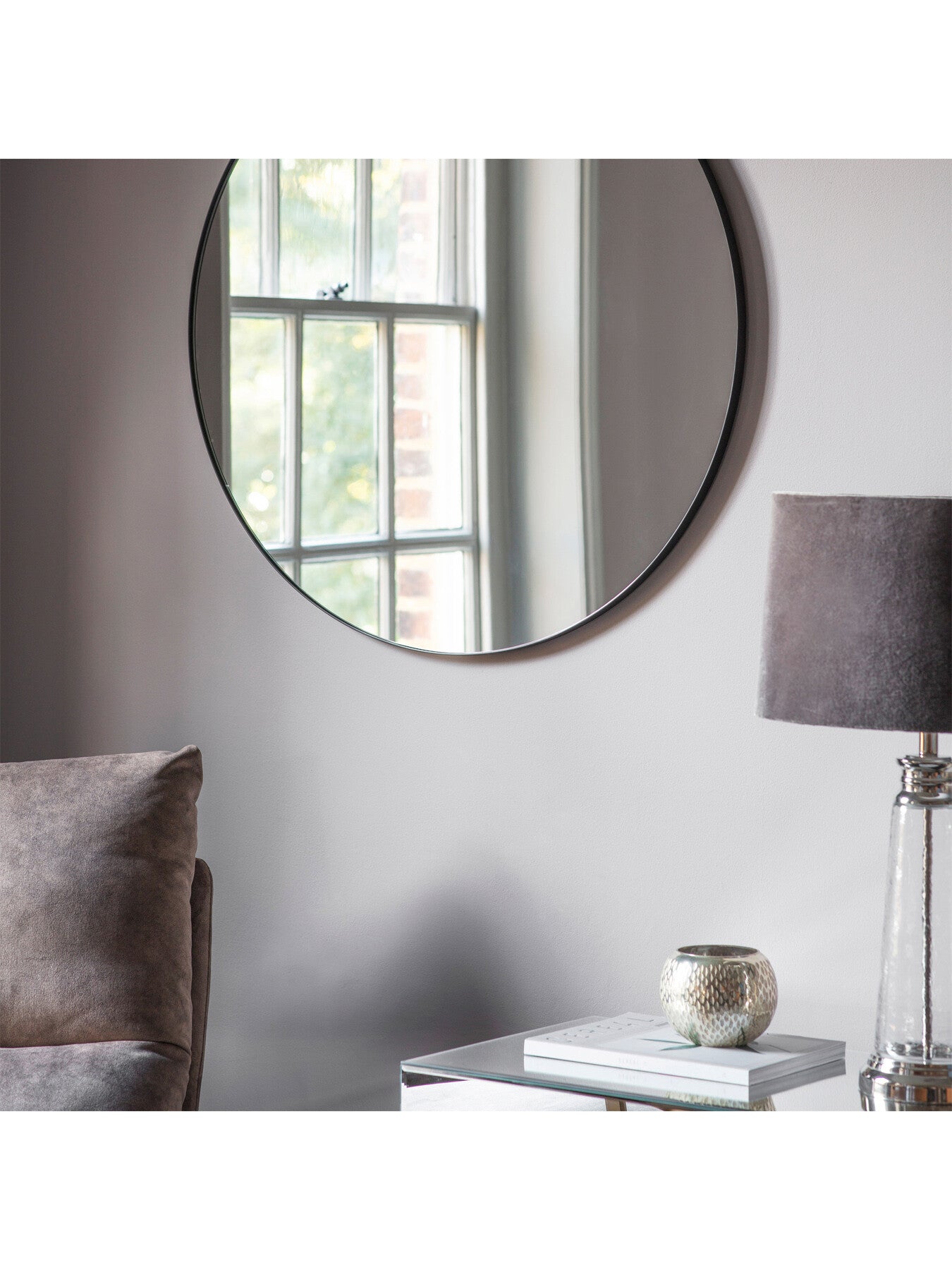 Bianca Round Mirror 80cm Black