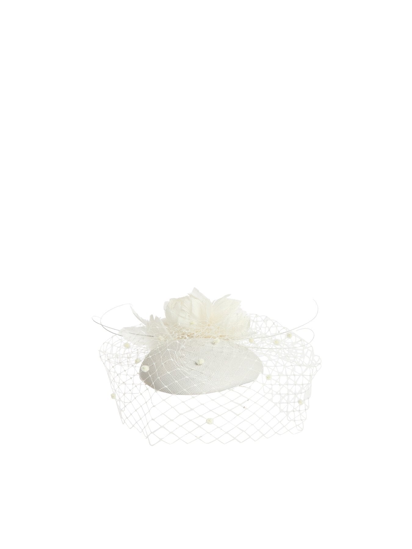 Feather Flower Chenille Veiling Pillbox Fascinator