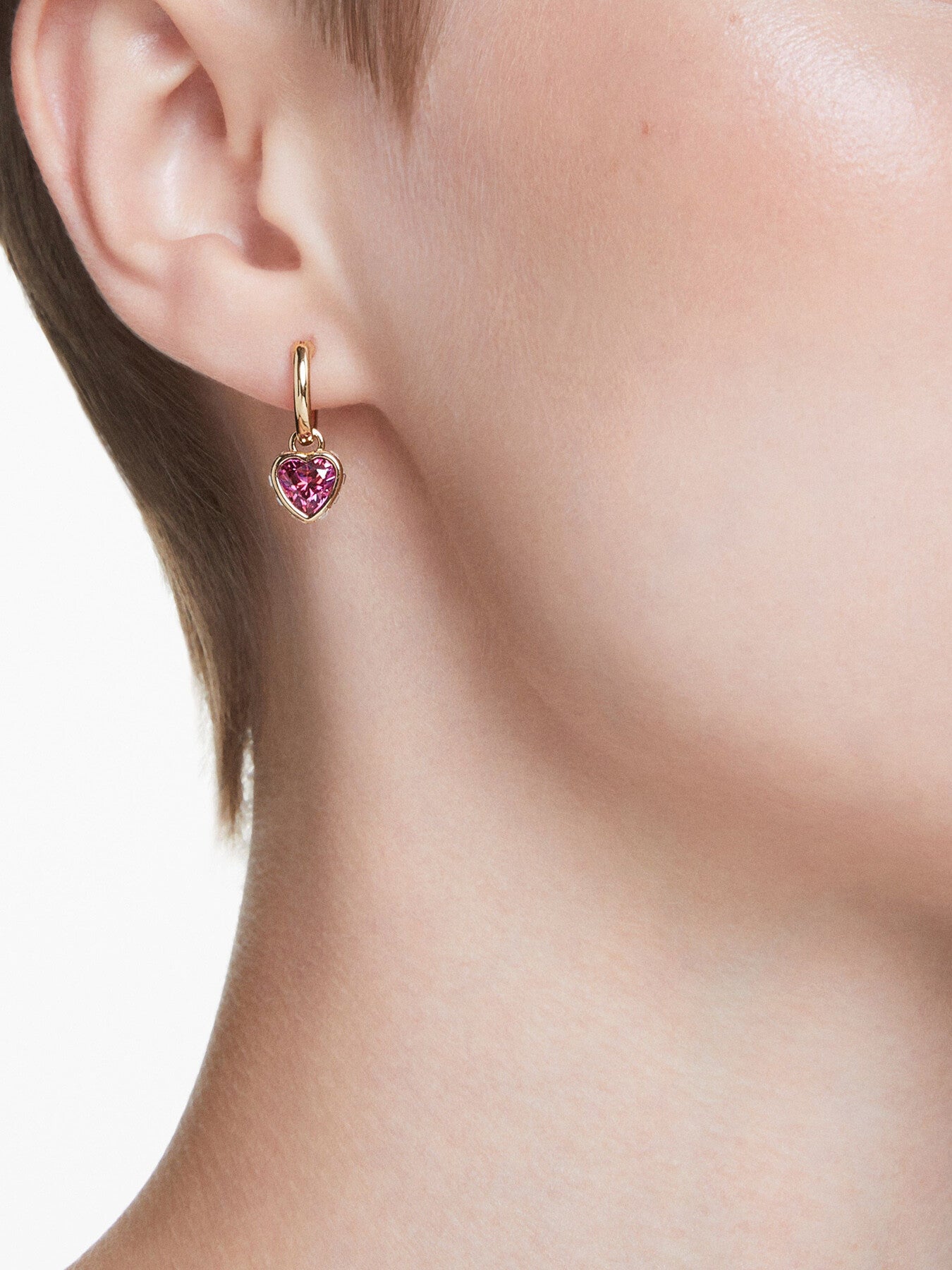 Chroma Mini Hoop Drop Heart Pierced Earrings