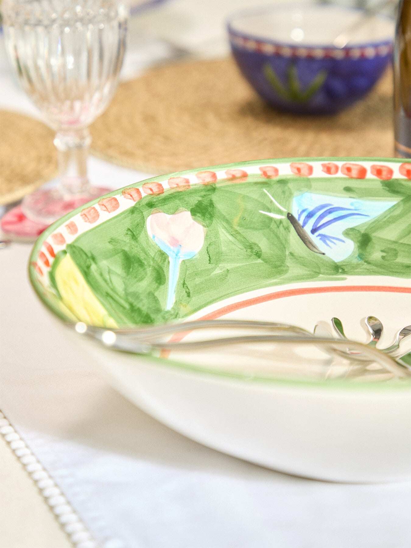 Materia Decorated Butterfly Salad Bowl