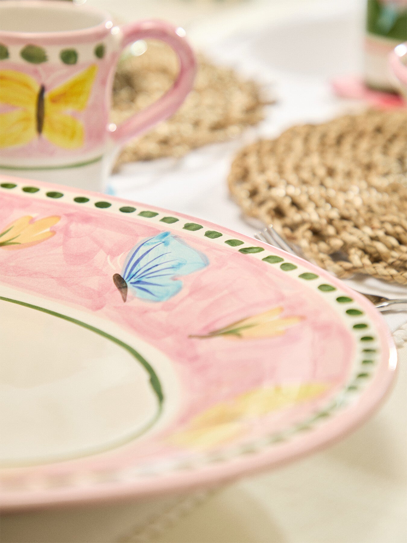 Materia Decorated Butterfly Oval Serving Plate