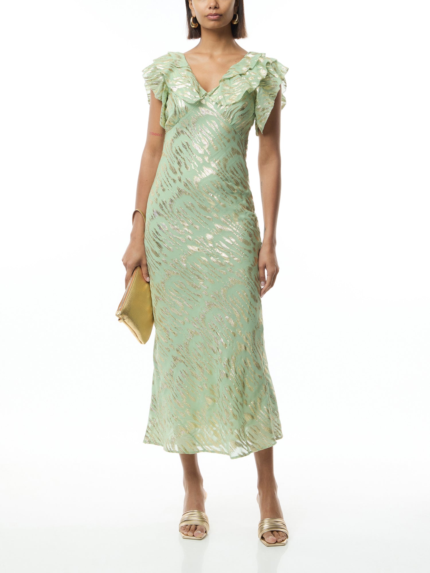 Silver Jacquard Tilda Maxi Dress