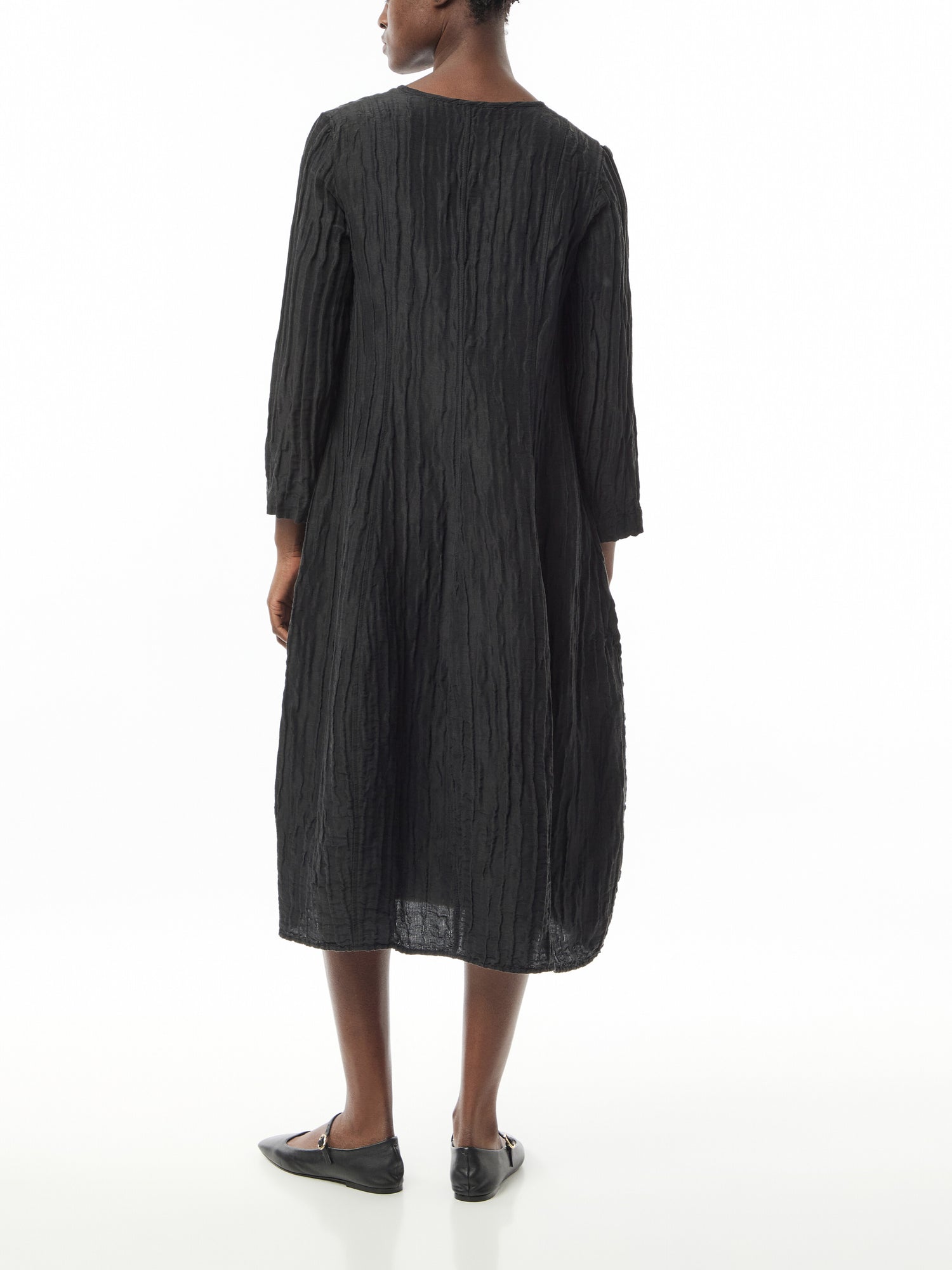 Crinkle V Neck Dress