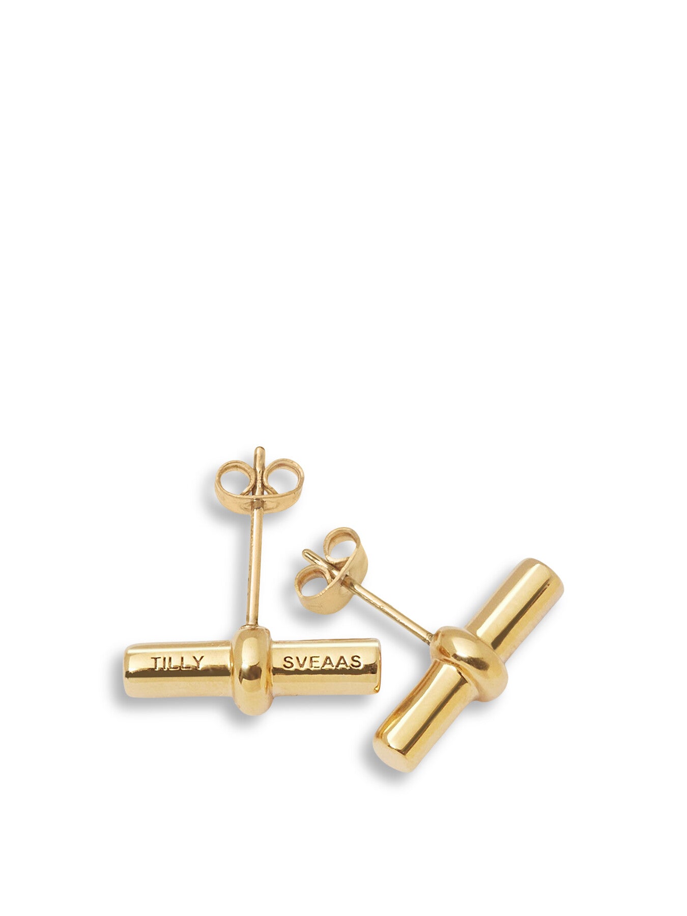 Gold T Bar Studs Earrings