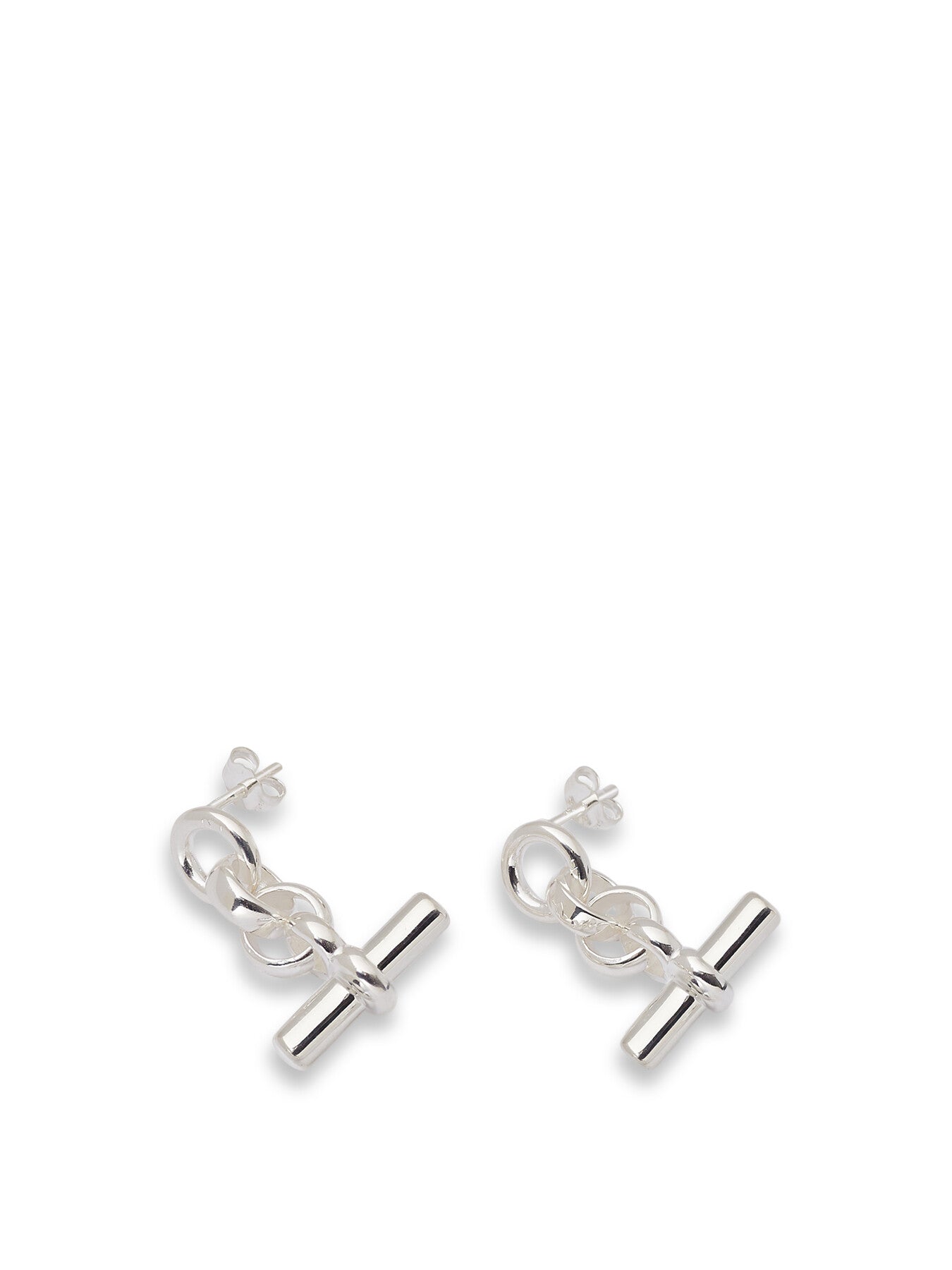 Silver T Bar Drop Earrings