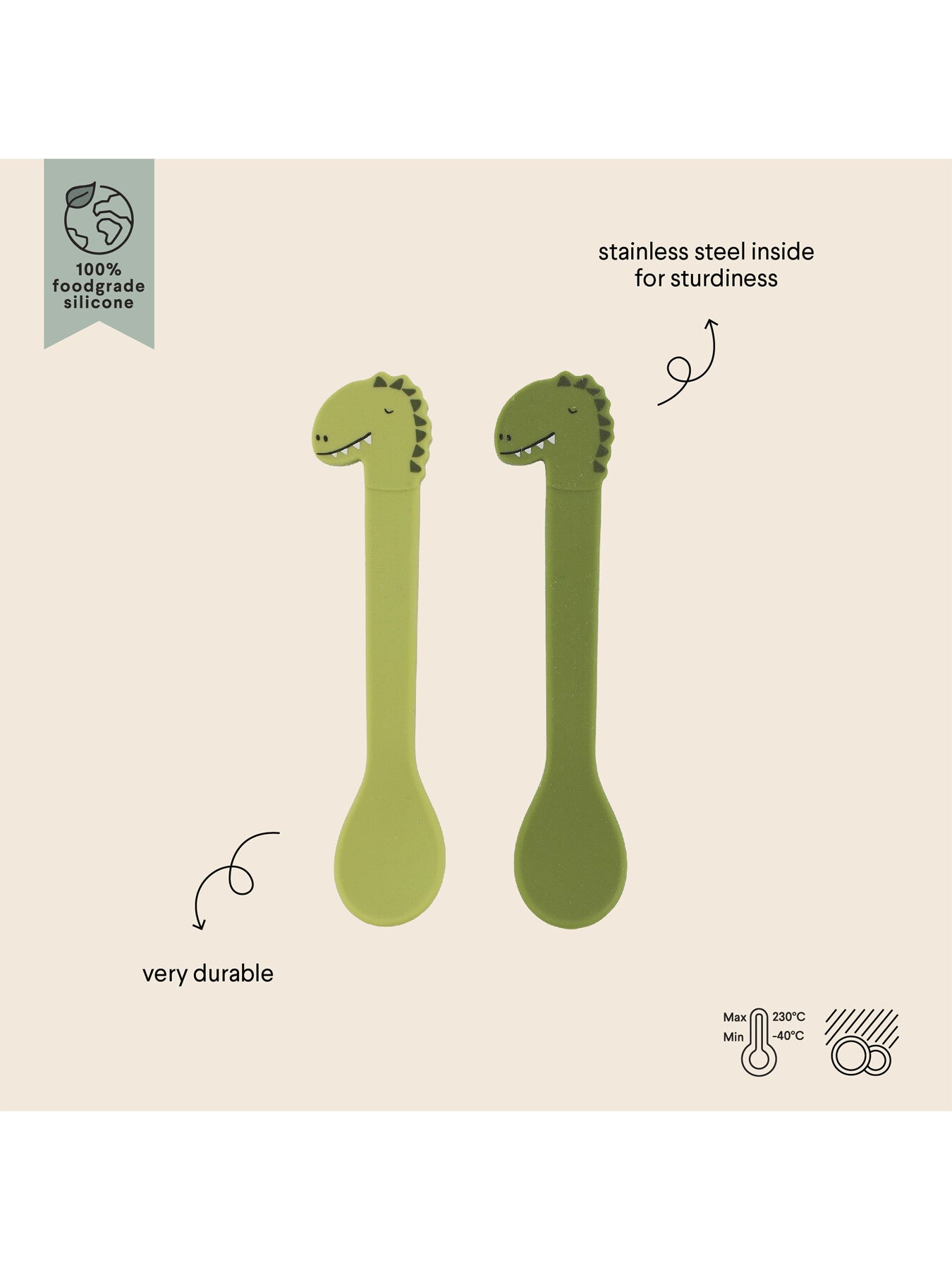 Mr Dino Silicone Spoon 2 pack