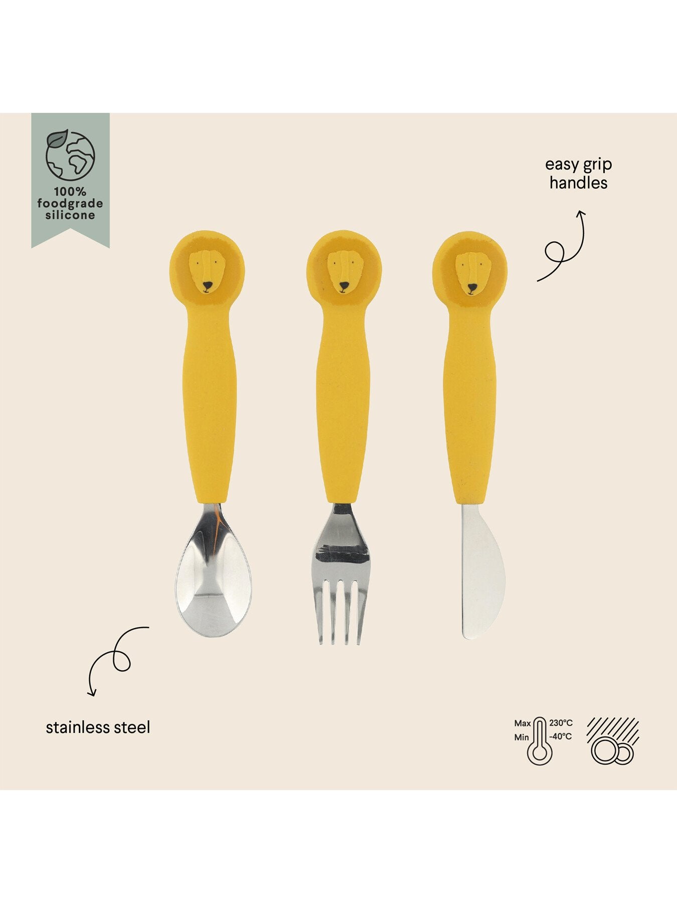 Mr Lion Silicone Cutlery Set 3 pack