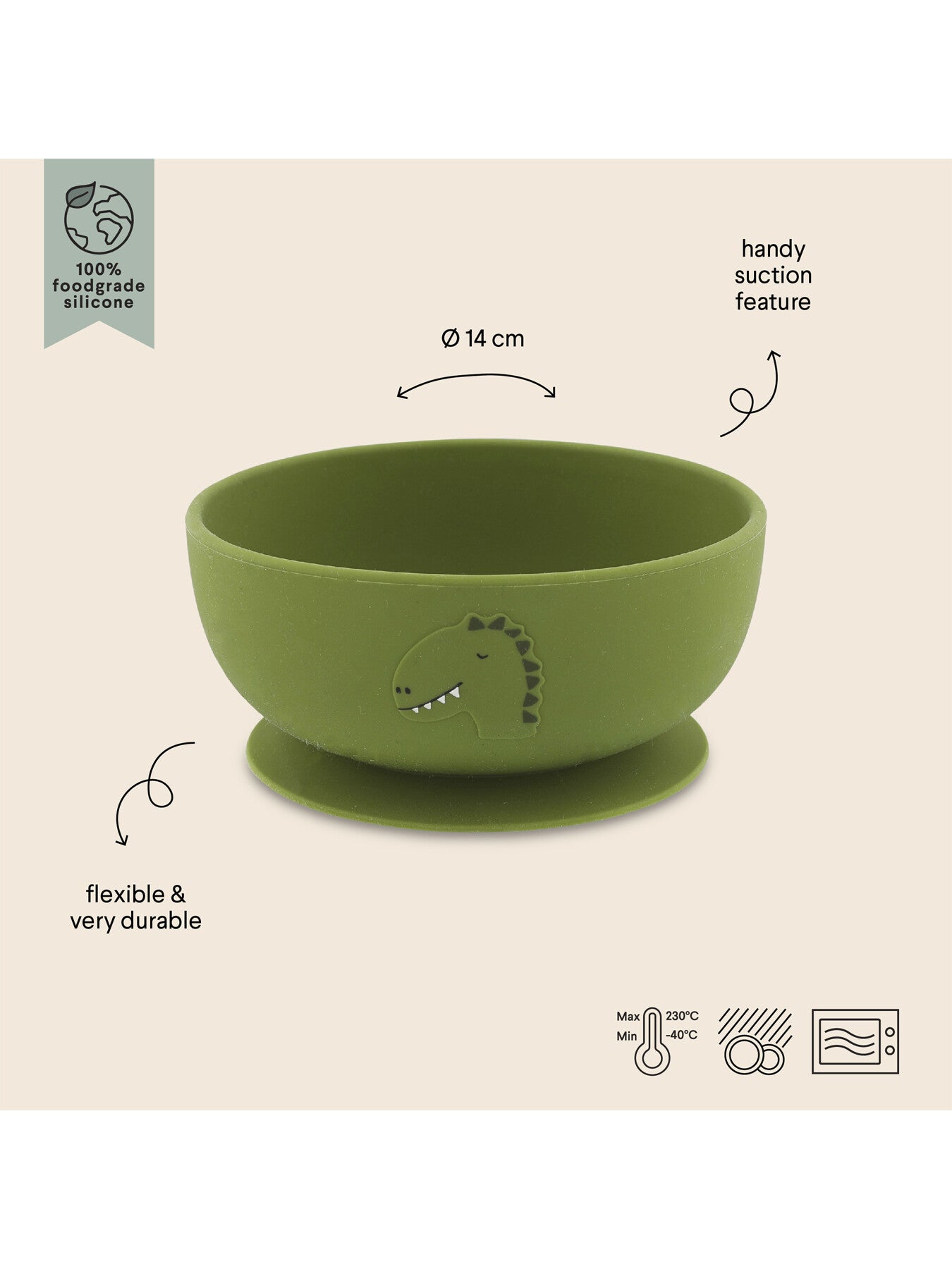 Mr Dino Silicone Bowl With Suction
