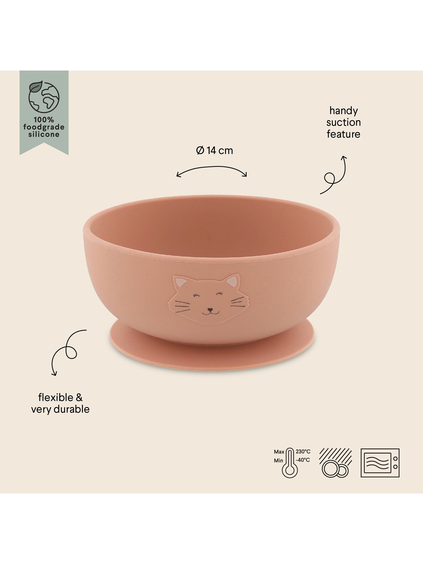 Mrs Cat Silicone Bowl With Suction