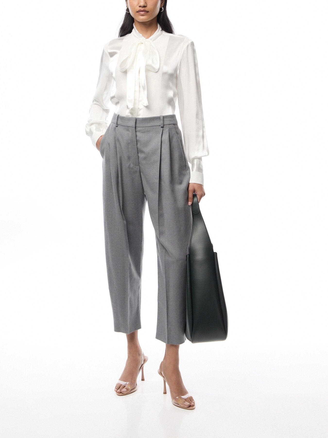 Iconic Flannel Cropped Pleated Trousers