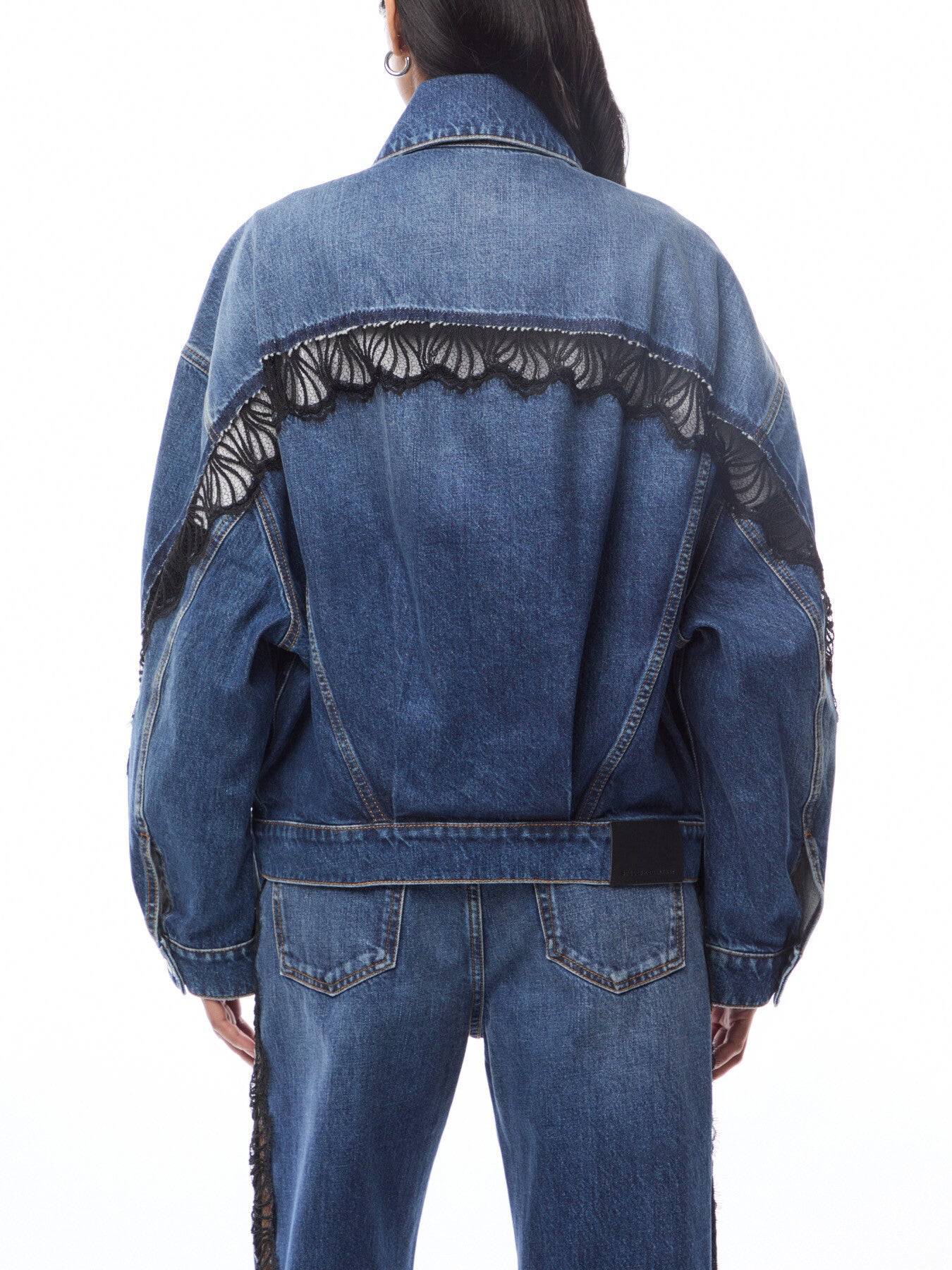 Lace-Insert Denim Jacket
