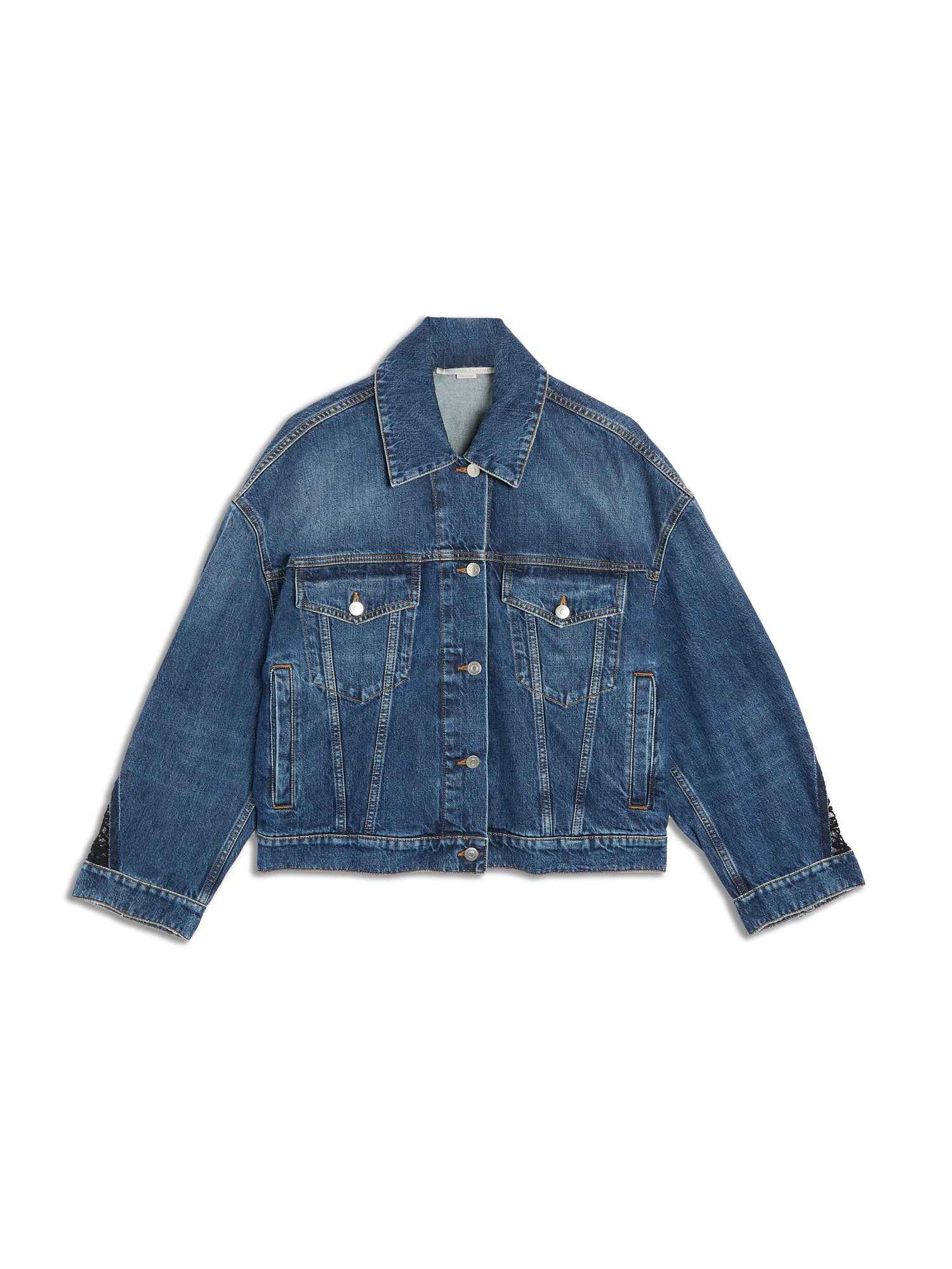 Lace-Insert Denim Jacket