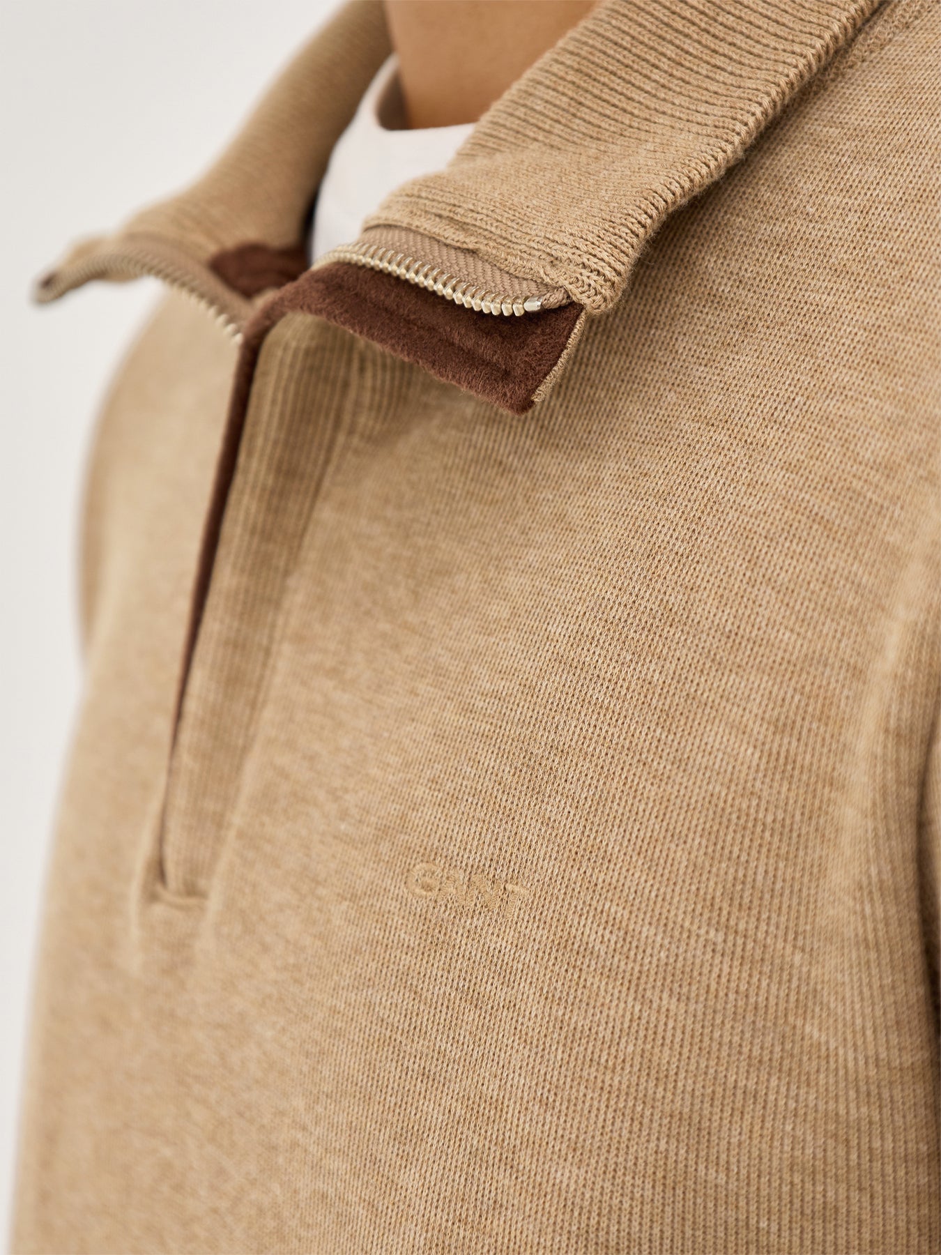 Sacker Rib Cotton Half Zip Khaki