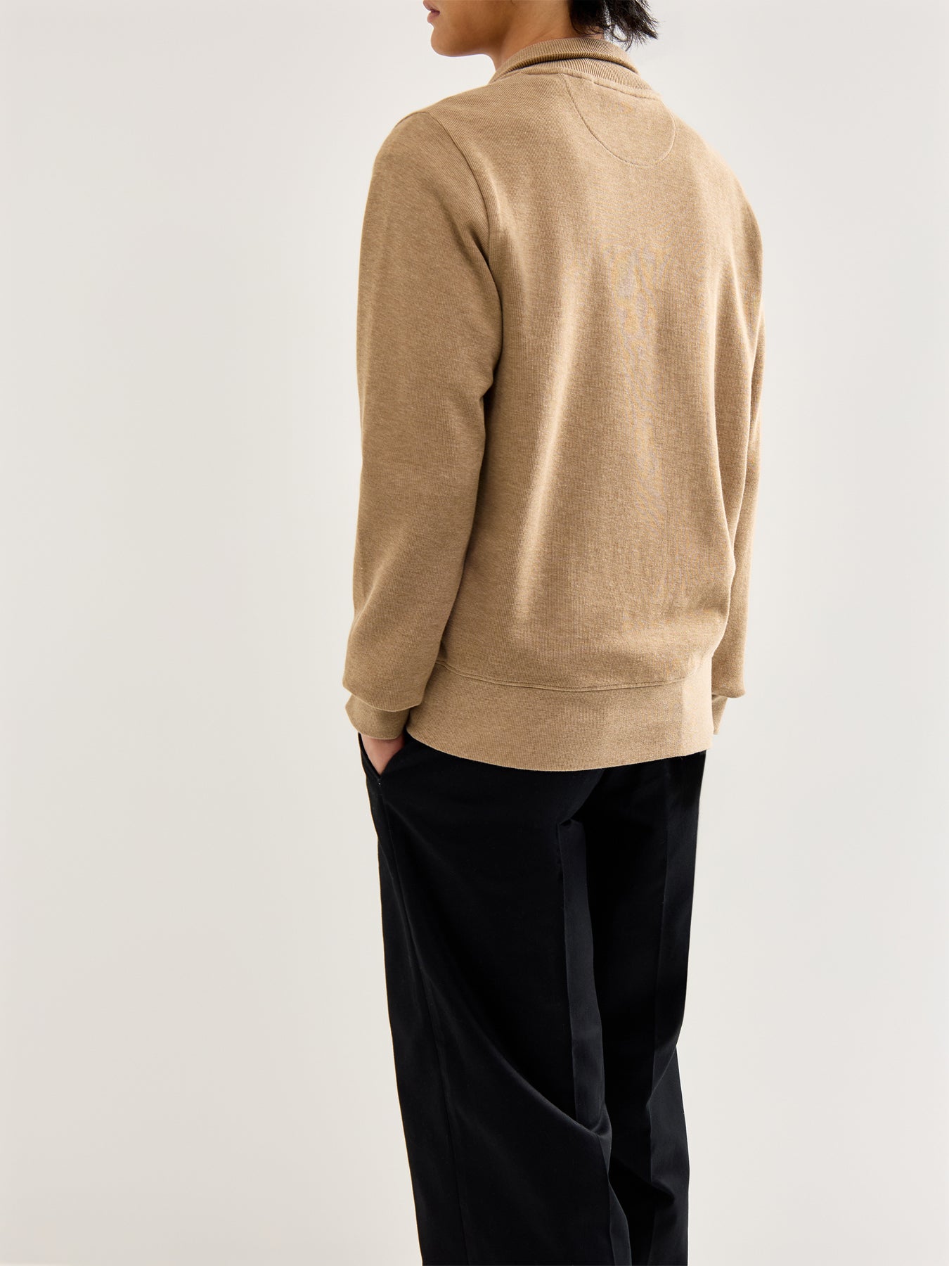 Sacker Rib Cotton Half Zip Khaki