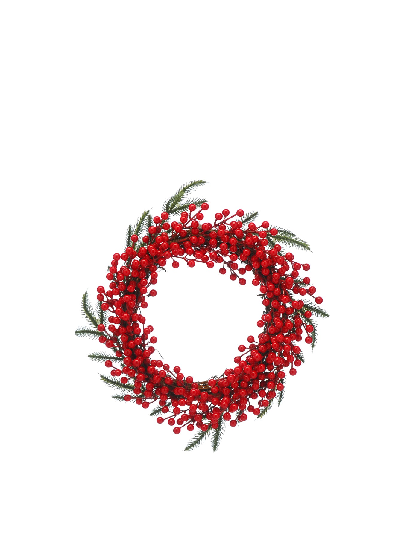 Red Berry And Green Foliage Wreath Christmas Decoration 50cm
