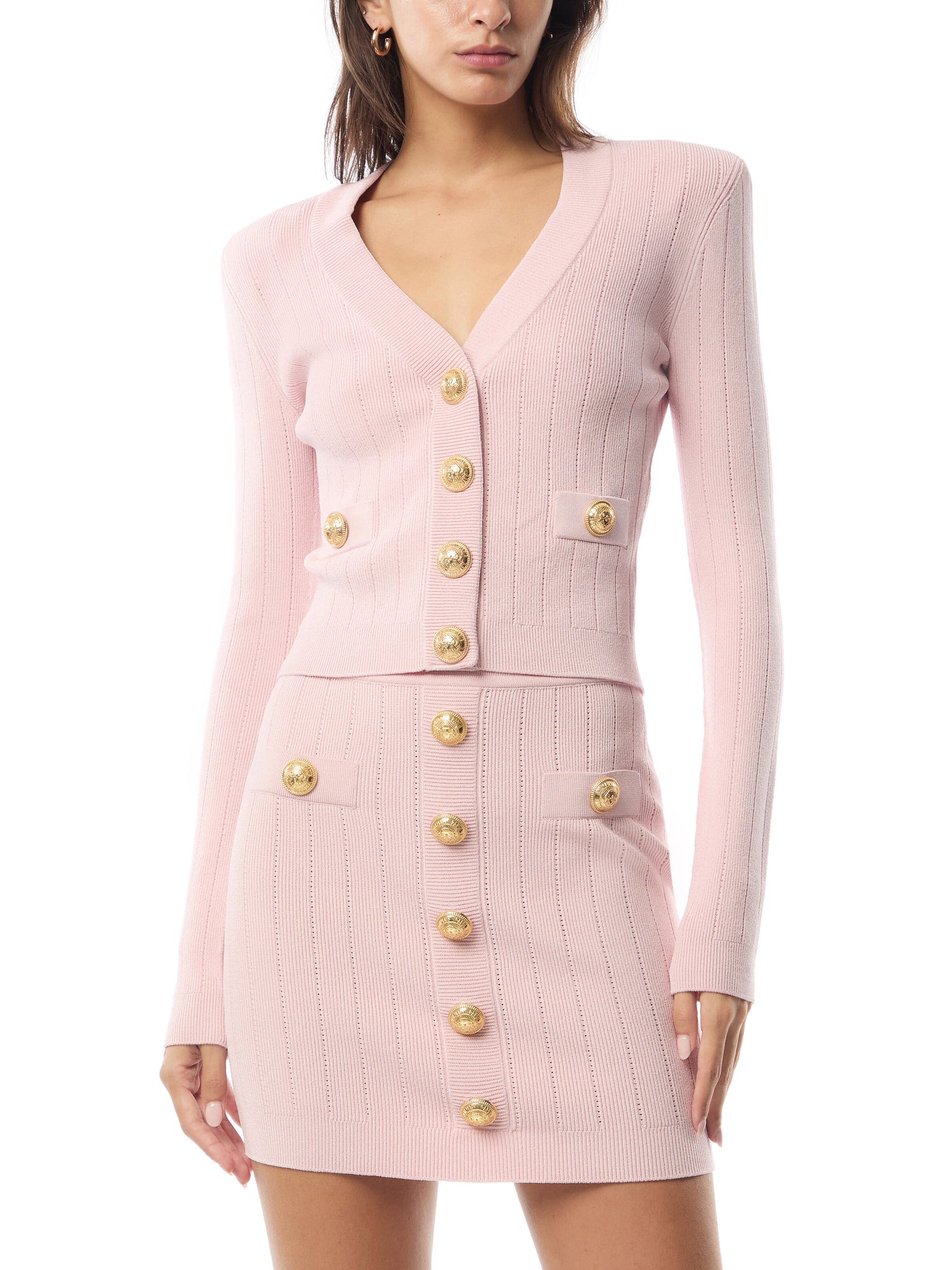 Buttoned Knit Cropped Cardigan