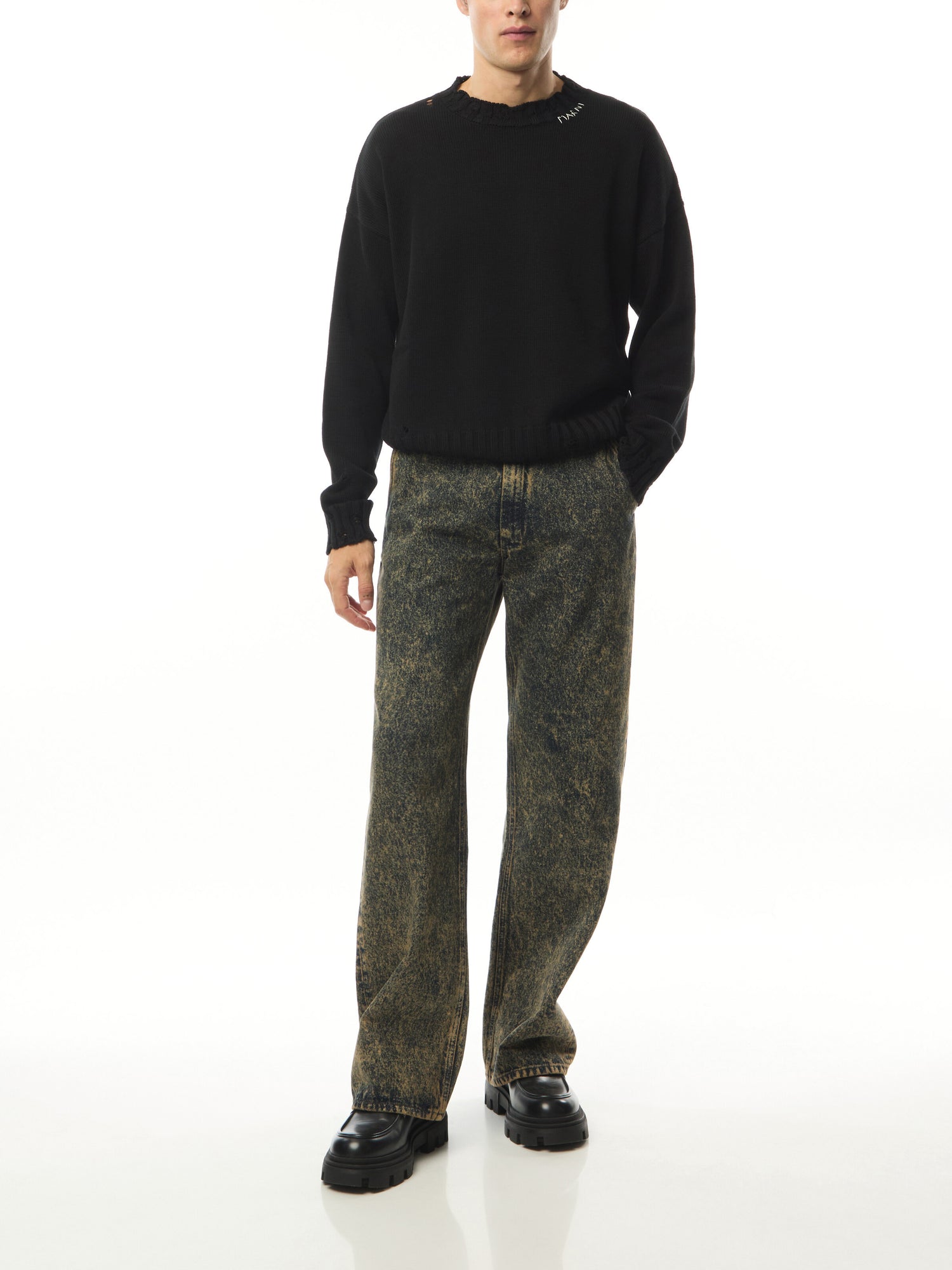 Destroyed Crew Knit Sweater