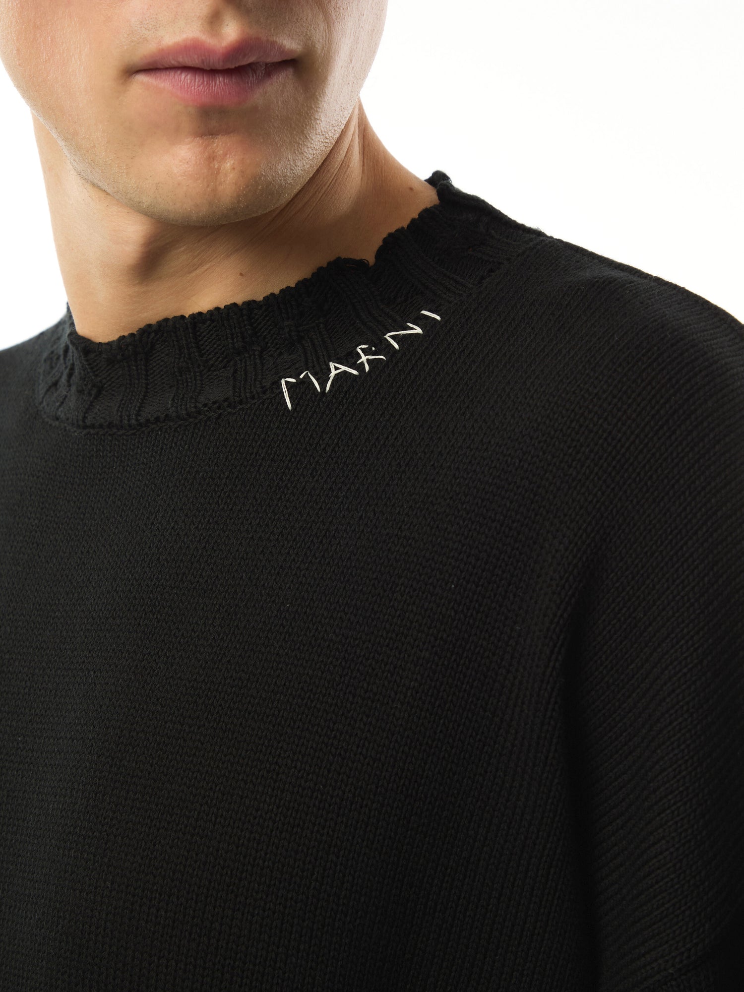 Destroyed Crew Knit Sweater