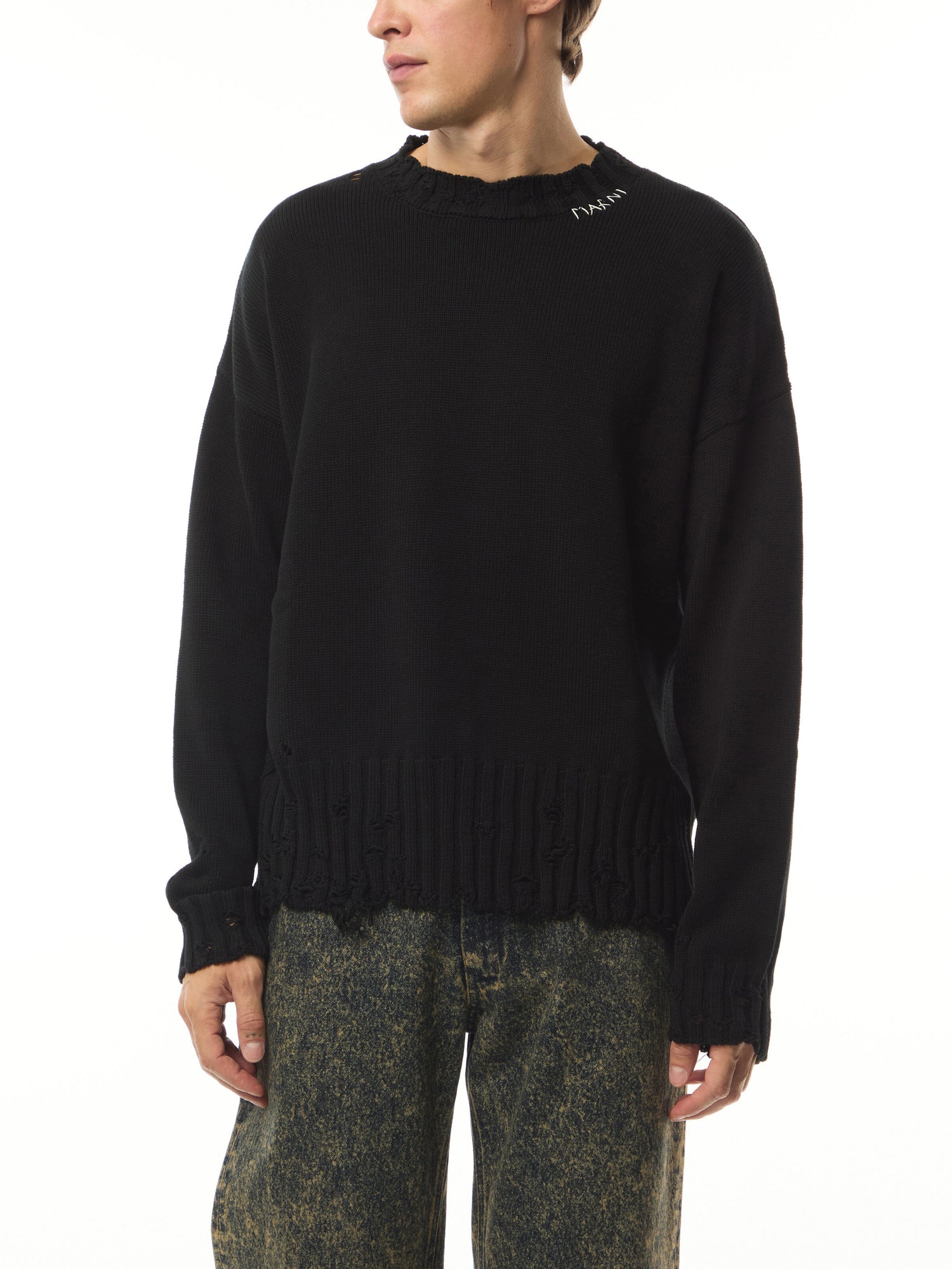Destroyed Crew Knit Sweater