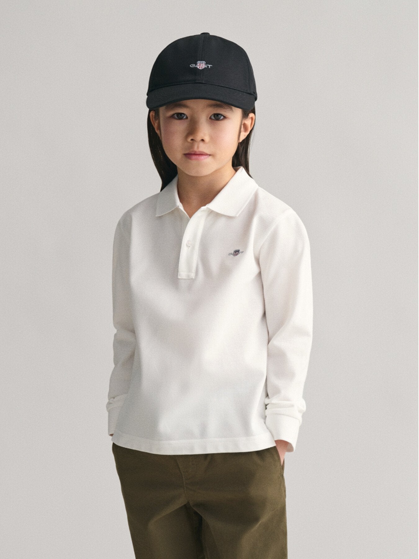 Kids Shield Long Sleeve Piqué Polo Shirt