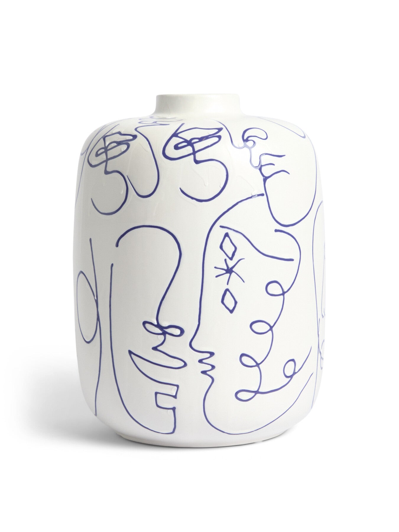 Large Faces Ceramic Vase