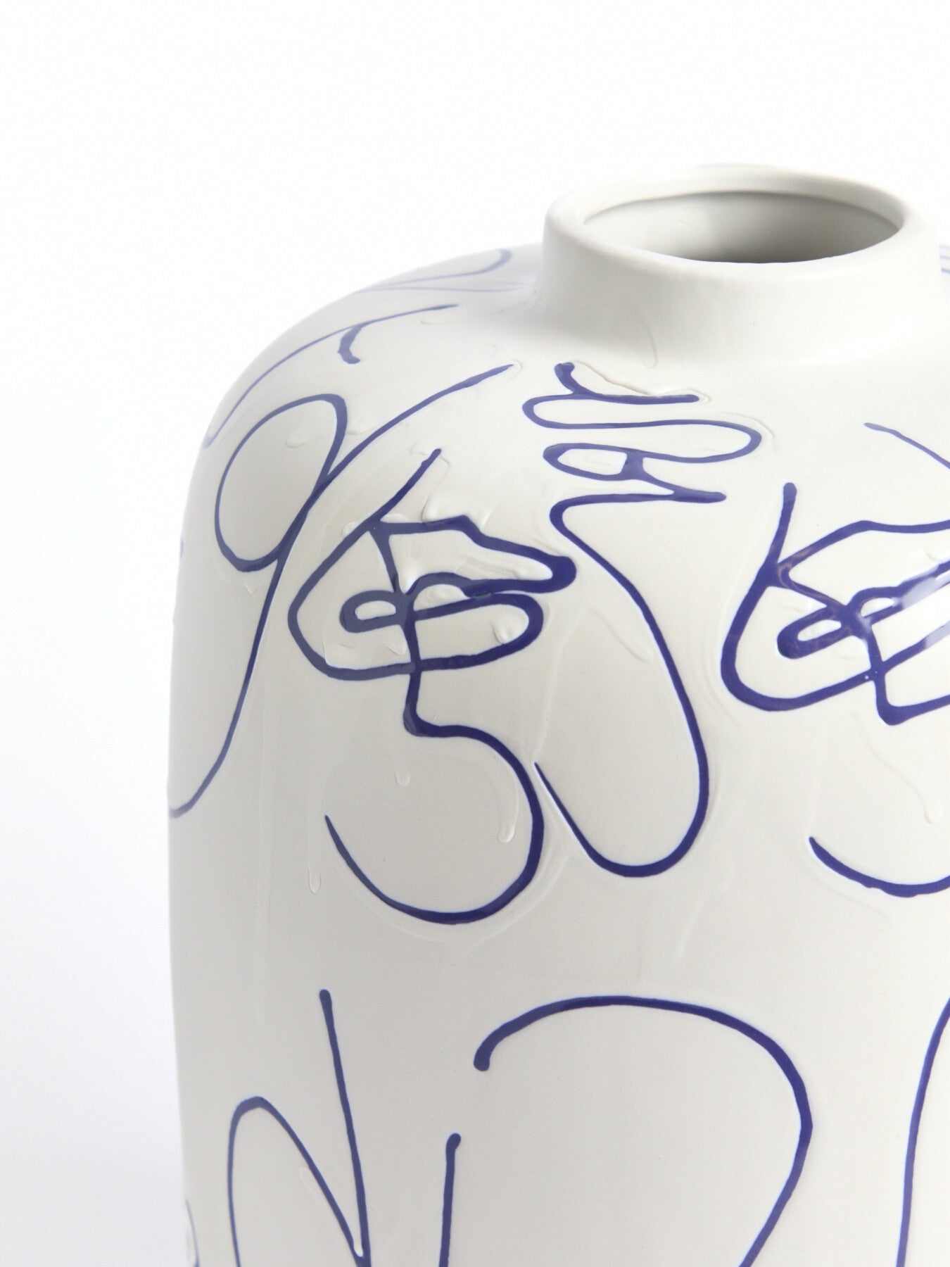 Large Faces Ceramic Vase