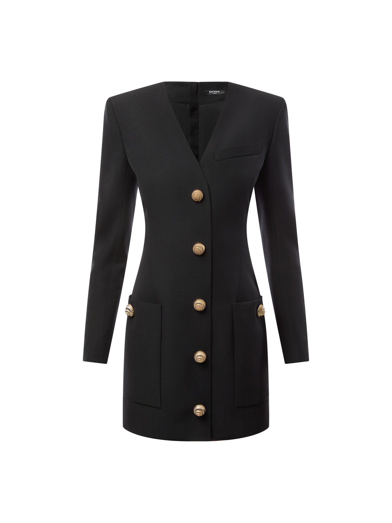 Long Sleeve Buttoned Tailored Mini Dress