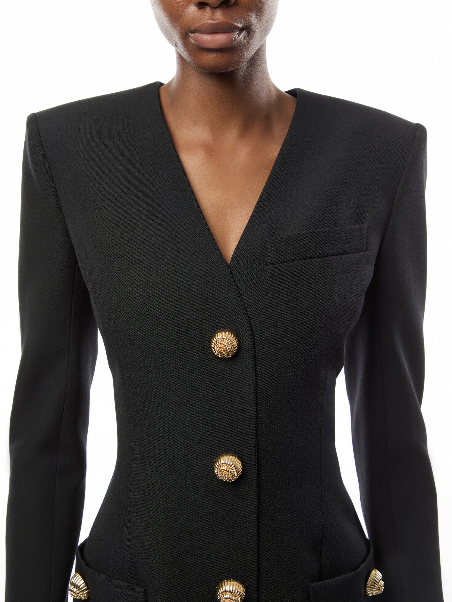 Long Sleeve Buttoned Tailored Mini Dress