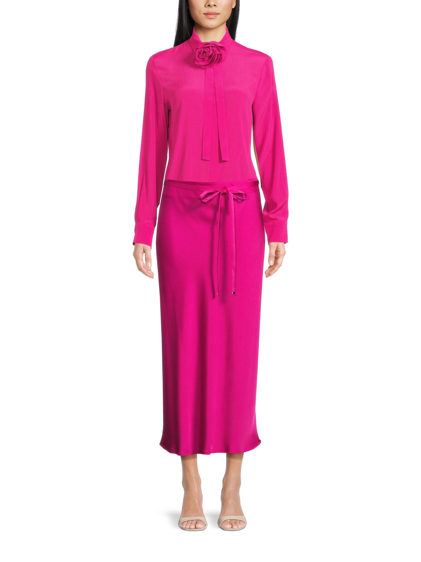 Satin Midi Slip Skirt